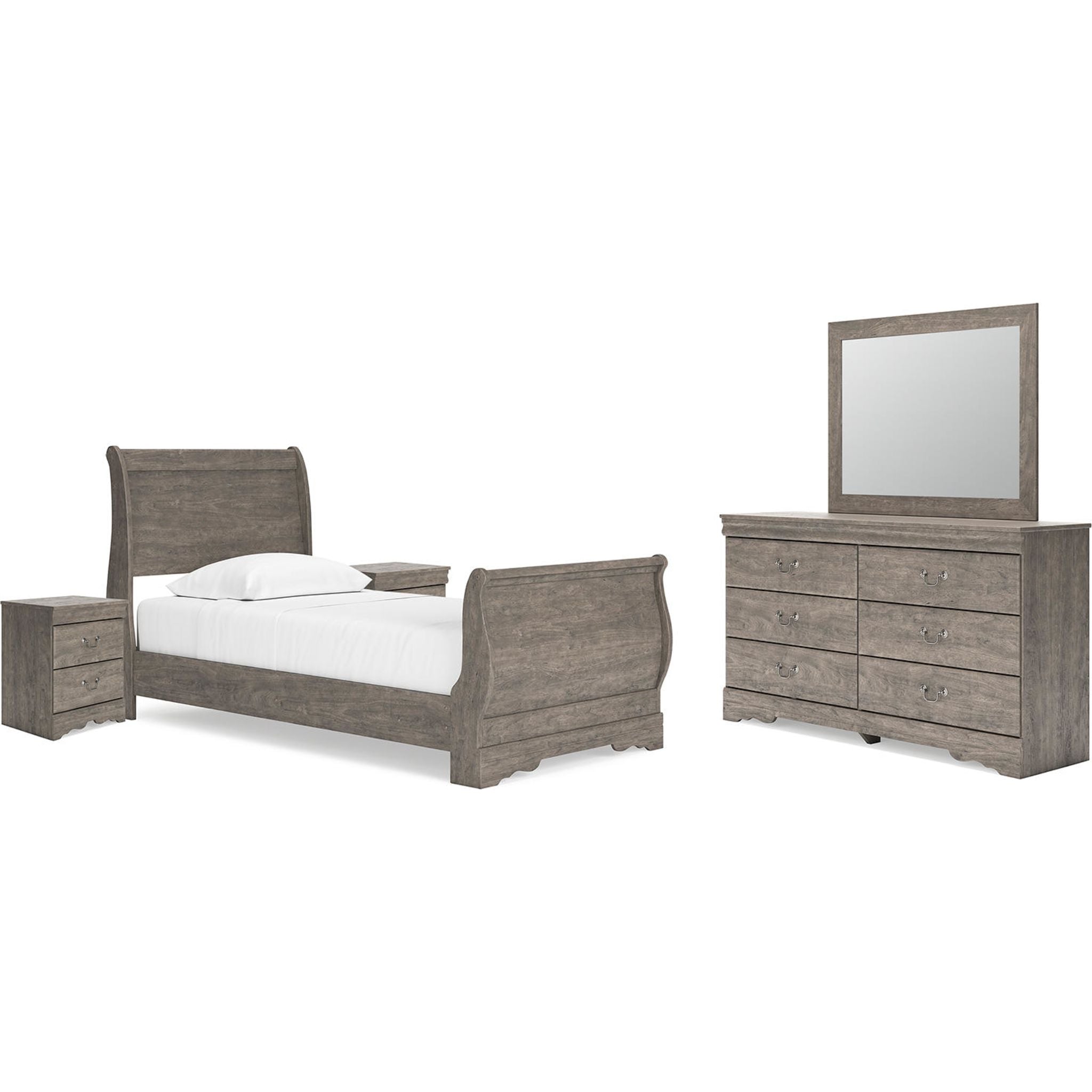Bayzor 5-Piece Twin Bedroom Set in Gray - Modern Bed Frame, Nightstand & Dresser for Small Spaces | Perfect for Kids Rooms, Guest Bedrooms & Apartments