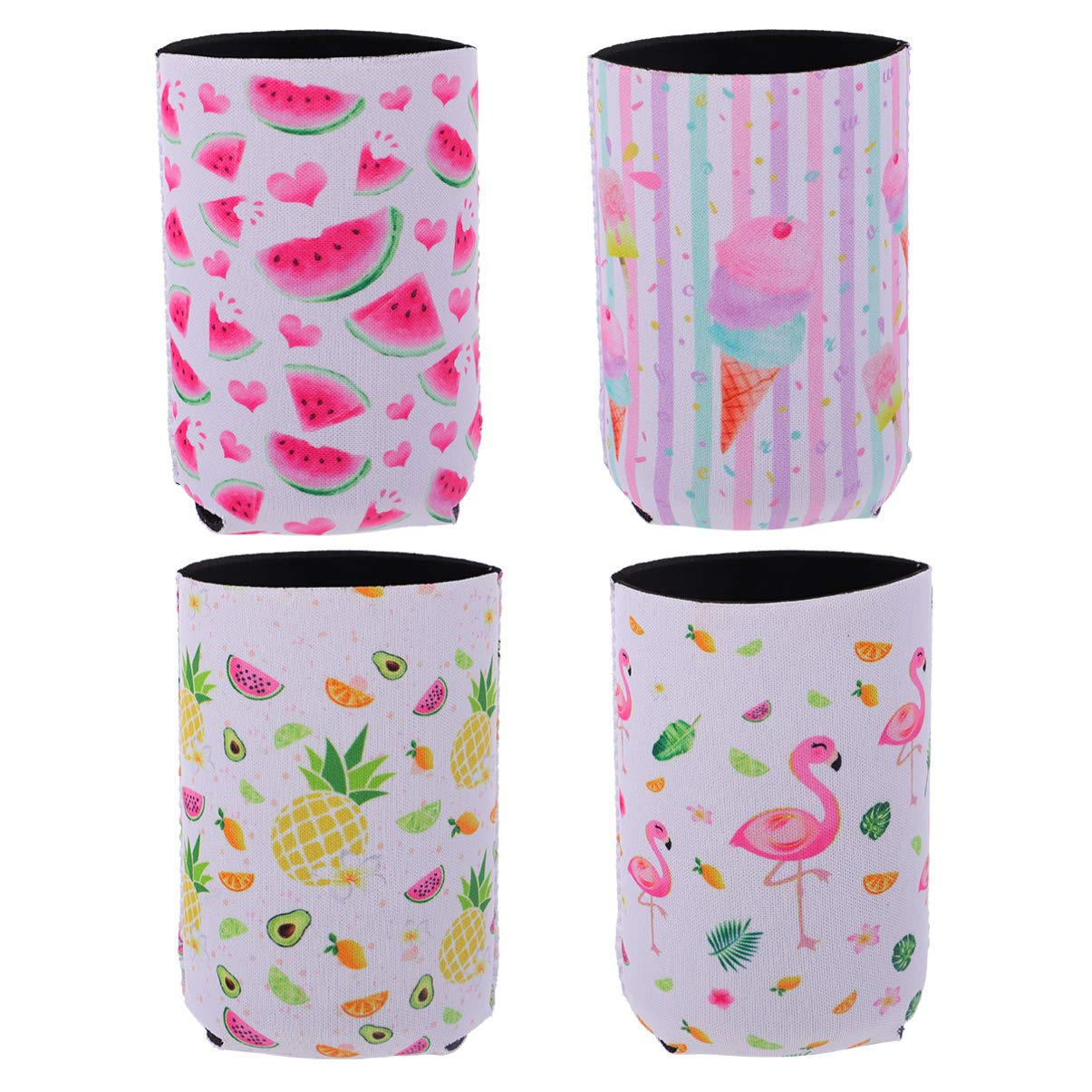 4 Pack Reusable Insulated Can Cooler Sleeves for Beer, Wine, Soda & Cola - Collapsible Bottle Cooler for Parties, Picnics & Outdoor Events | Hemoton