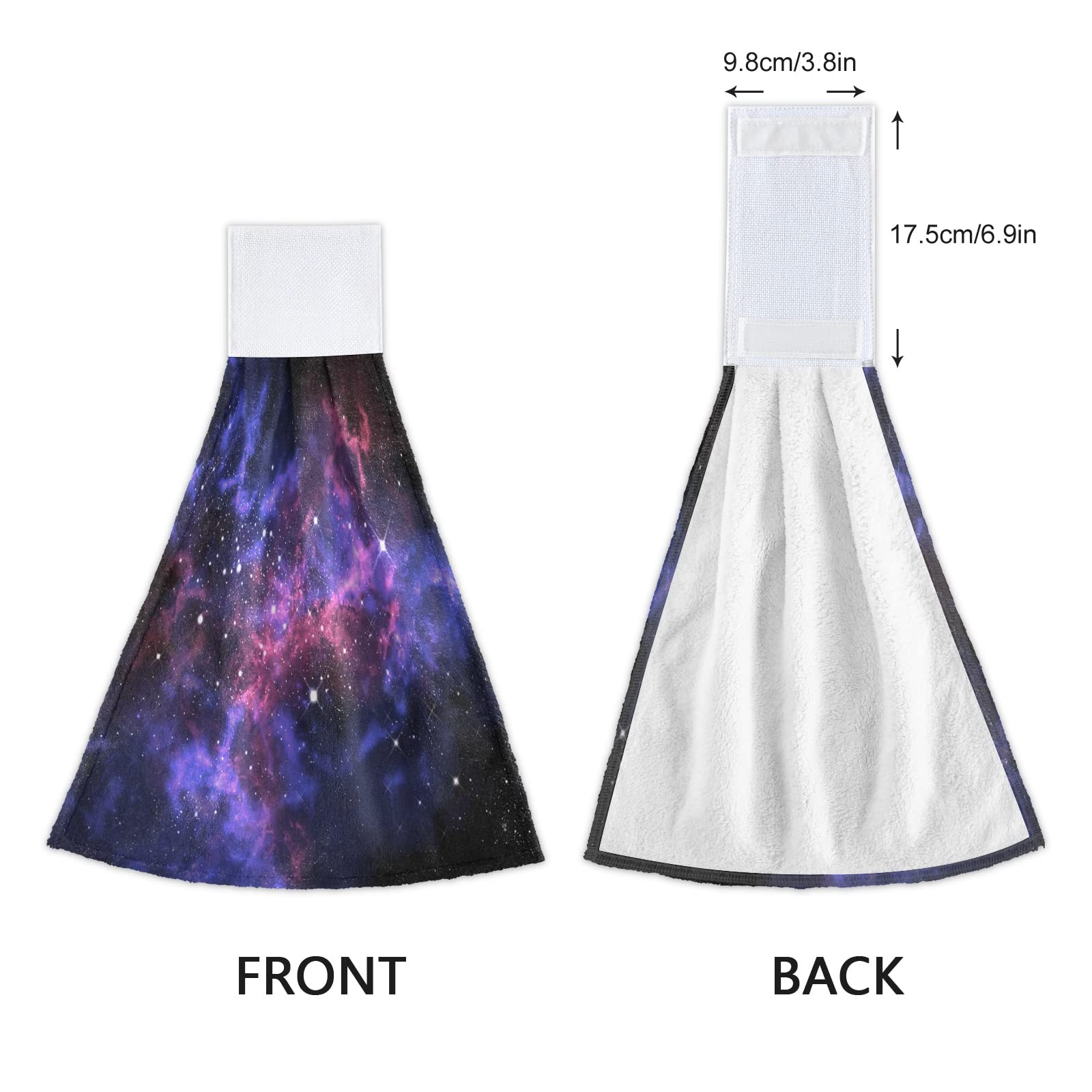 AUUXVA 2 Pack Galaxy Star Space Kitchen Hand Towels - Quick Dry, Absorbent, with Hanging Loop for Kitchen, Bathroom, Laundry - Farmhouse Decor & Housewarming Gift