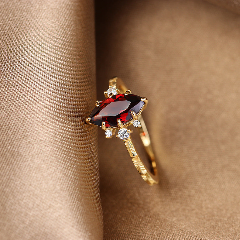 Natural Marquise Ruby July Birthstone Ring for Women - 925 Sterling Silver Engagement & Anniversary Gift | TB1575 | Perfect for Weddings, Parties & Special Occasions