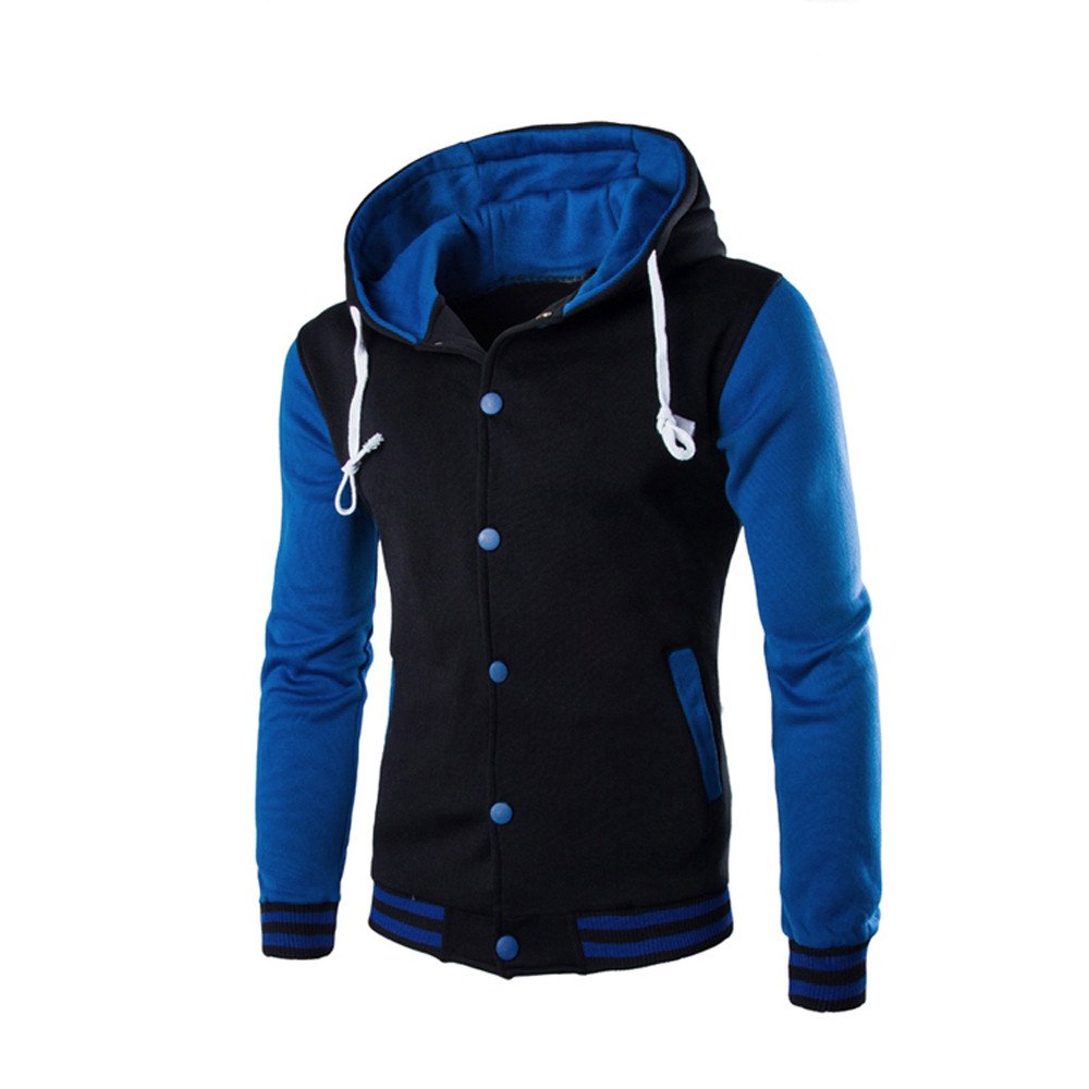 FORUU Men's Fashion Winter Coat - Long Sleeve Patchwork Zipper Jacket for Outdoor Sports & Casual Wear | Autumn Winter Windbreaker for Hiking, Travel & Daily Use