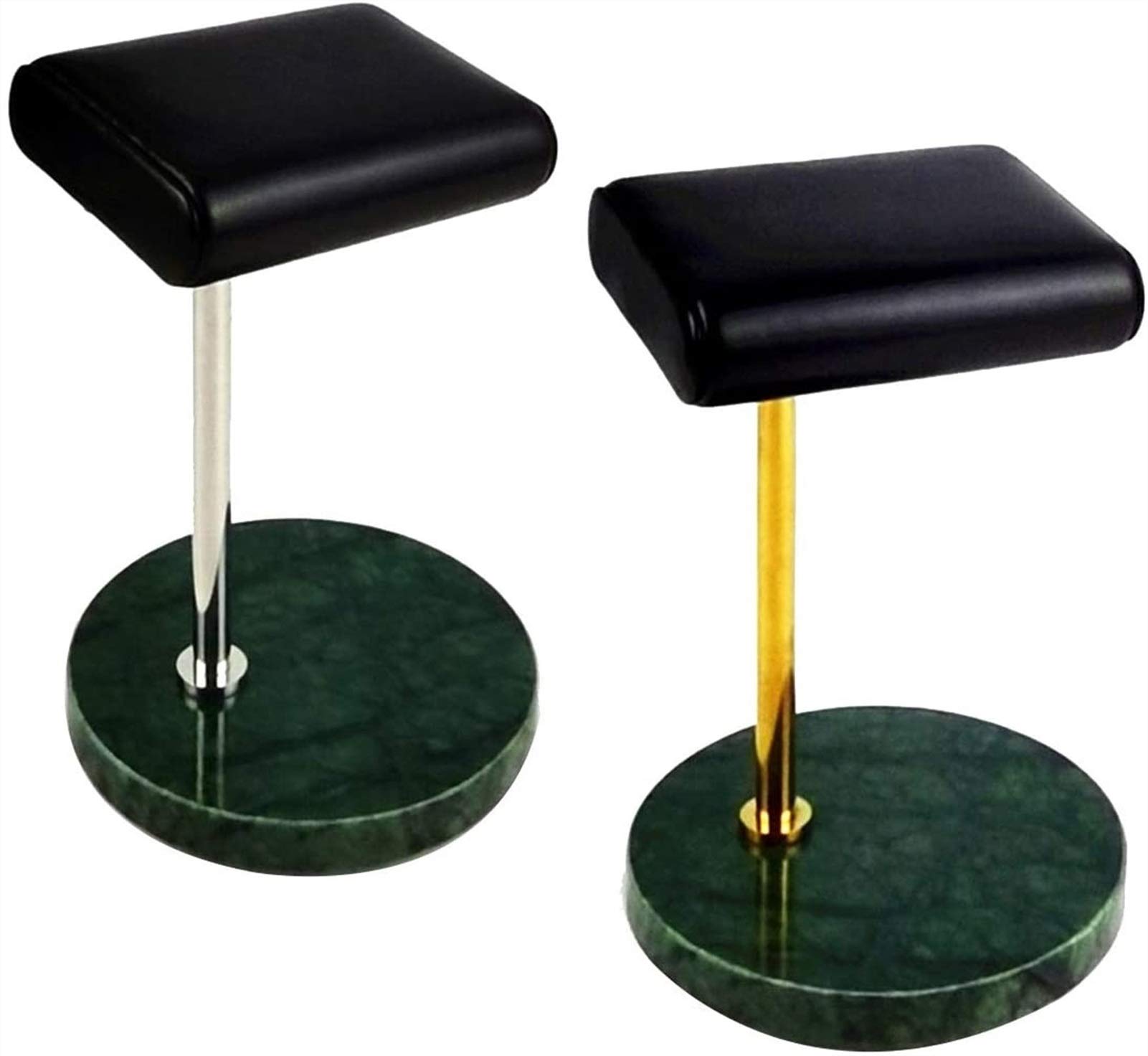 KEEBON 2-Pack Green Marble Watch Stand with Metal Rod - Luxury Bracelet & Jewelry Display Holder for Watches, Rings, Necklaces - Perfect for Photography, Retail Store Displays & Home Decor