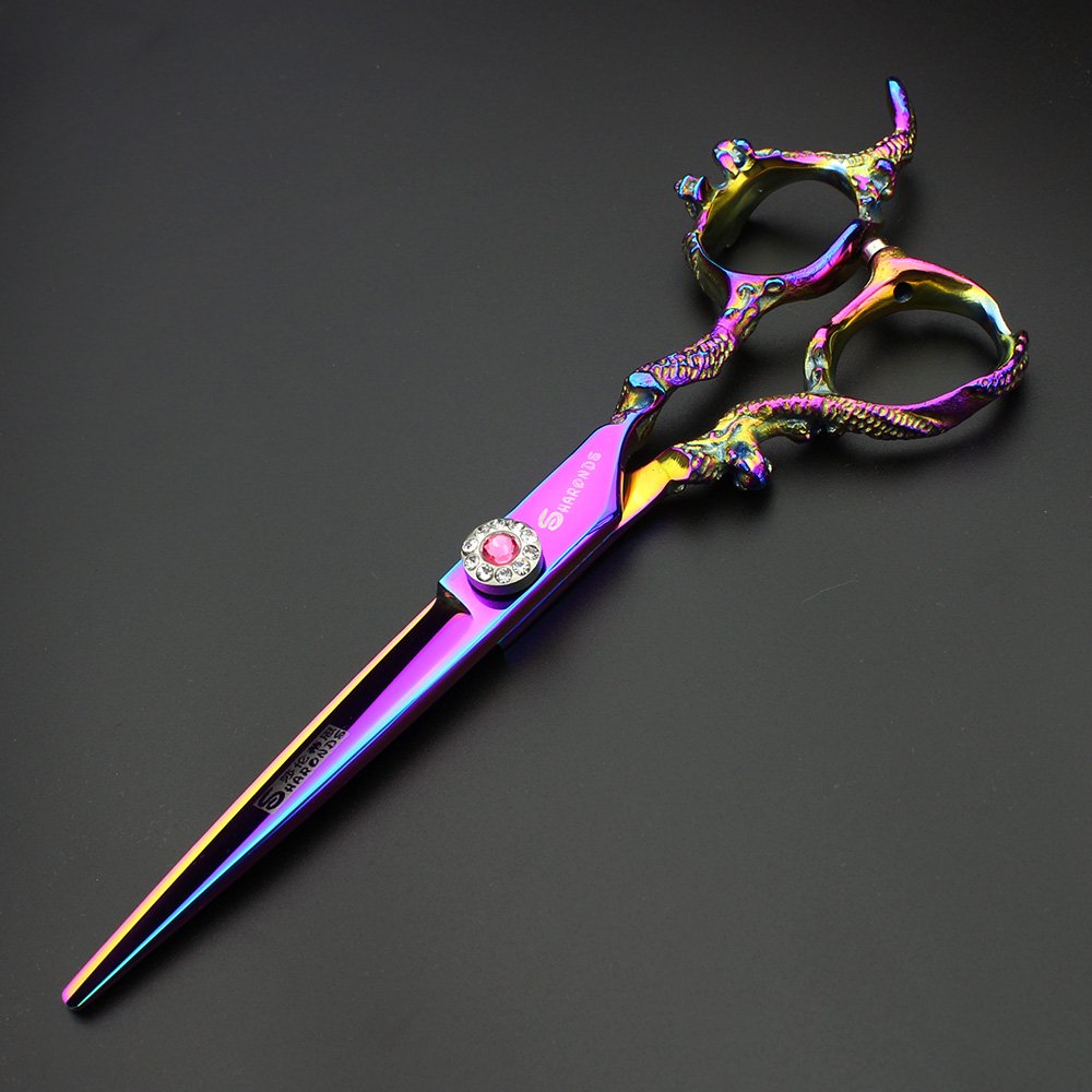 Premium 6 Inch Japanese 440C Stainless Steel Hairdressing Scissors - Professional Purple Hair Cutting Shears for Salon & Home Use - Sharp Styling Scissors for Precision Haircuts & Trims