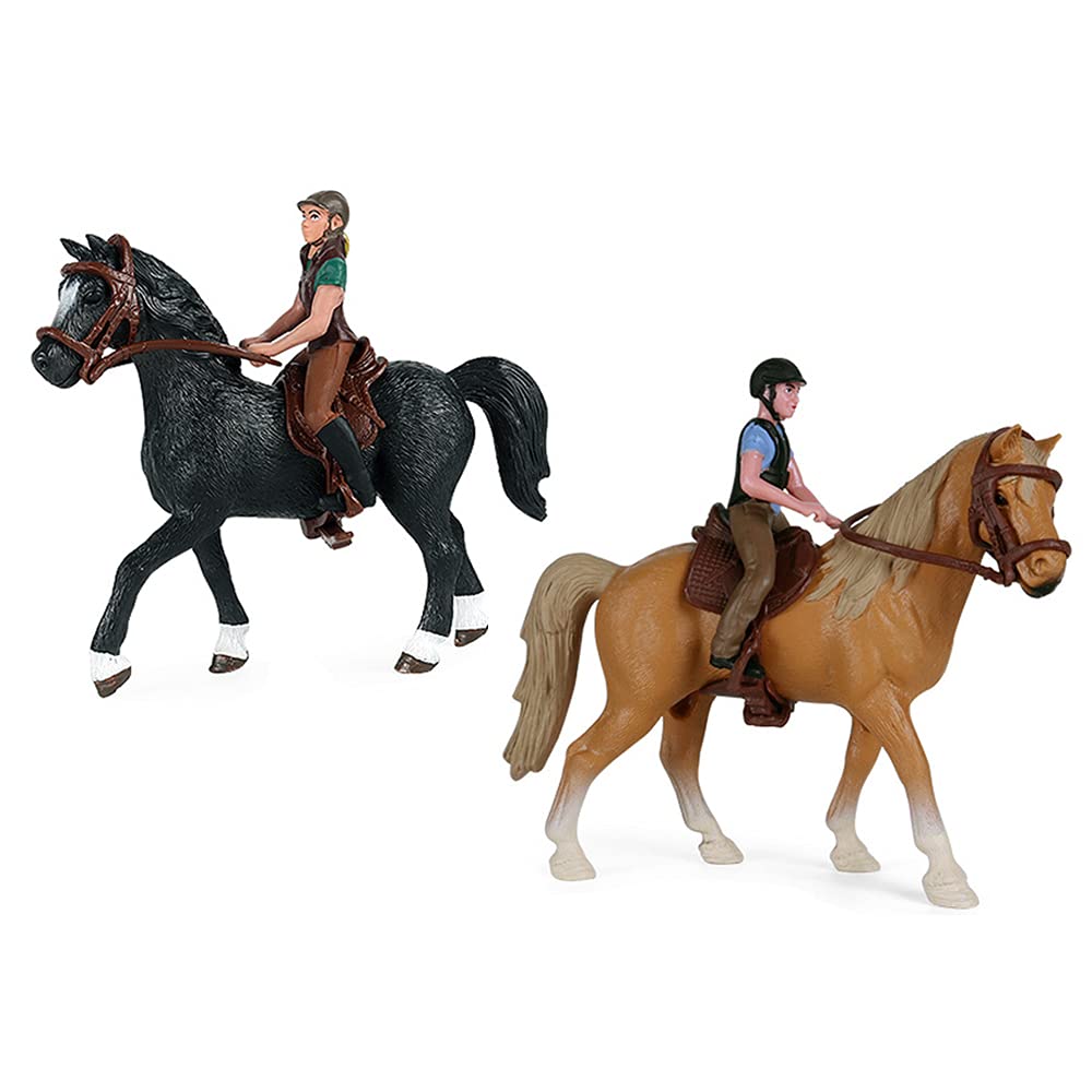 RCOMG Western Rodeo Horse Toys Playset with Cowboy & Horse Figurines - Farm World Horse Club Rider Set for Kids | Perfect for Pretend Play, Cowboy Adventures & Farm Animal Collections