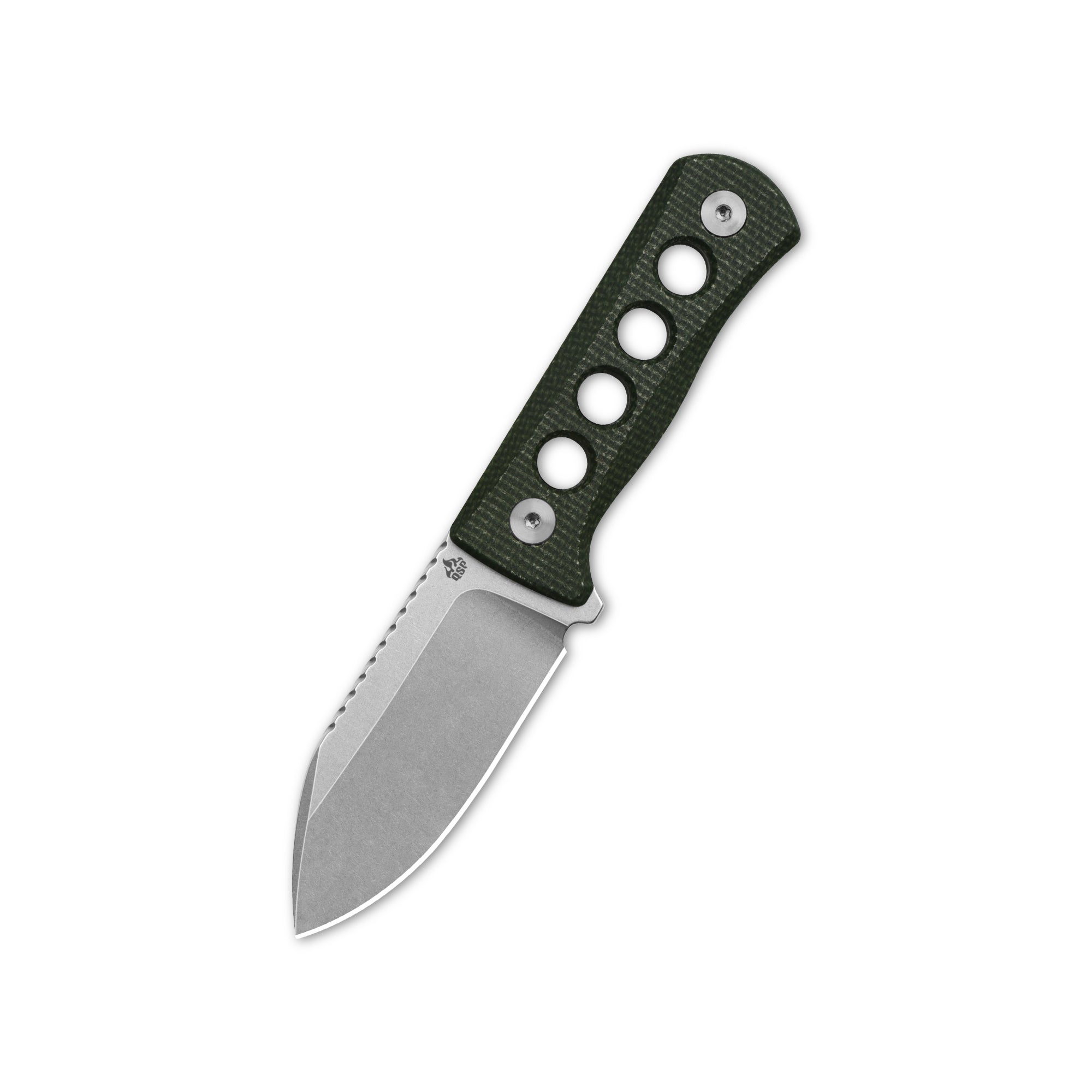 QSP Canary Neck Knife - 14C28N Stainless Steel Blade, Green Micarta Handle with Kydex Sheath - Compact EDC Knife for Outdoor, Camping, Hiking & Survival Gear