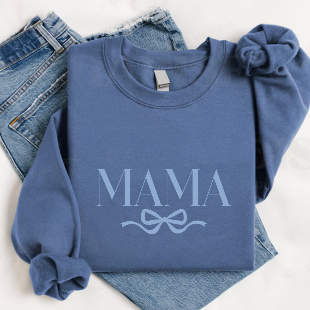 Coquette Mama Bow Sweatshirt - Cute Oversized Pullover with Bow Detail for Women | Perfect for Casual Outfits, Loungewear & Mother-Daughter Matching Styles