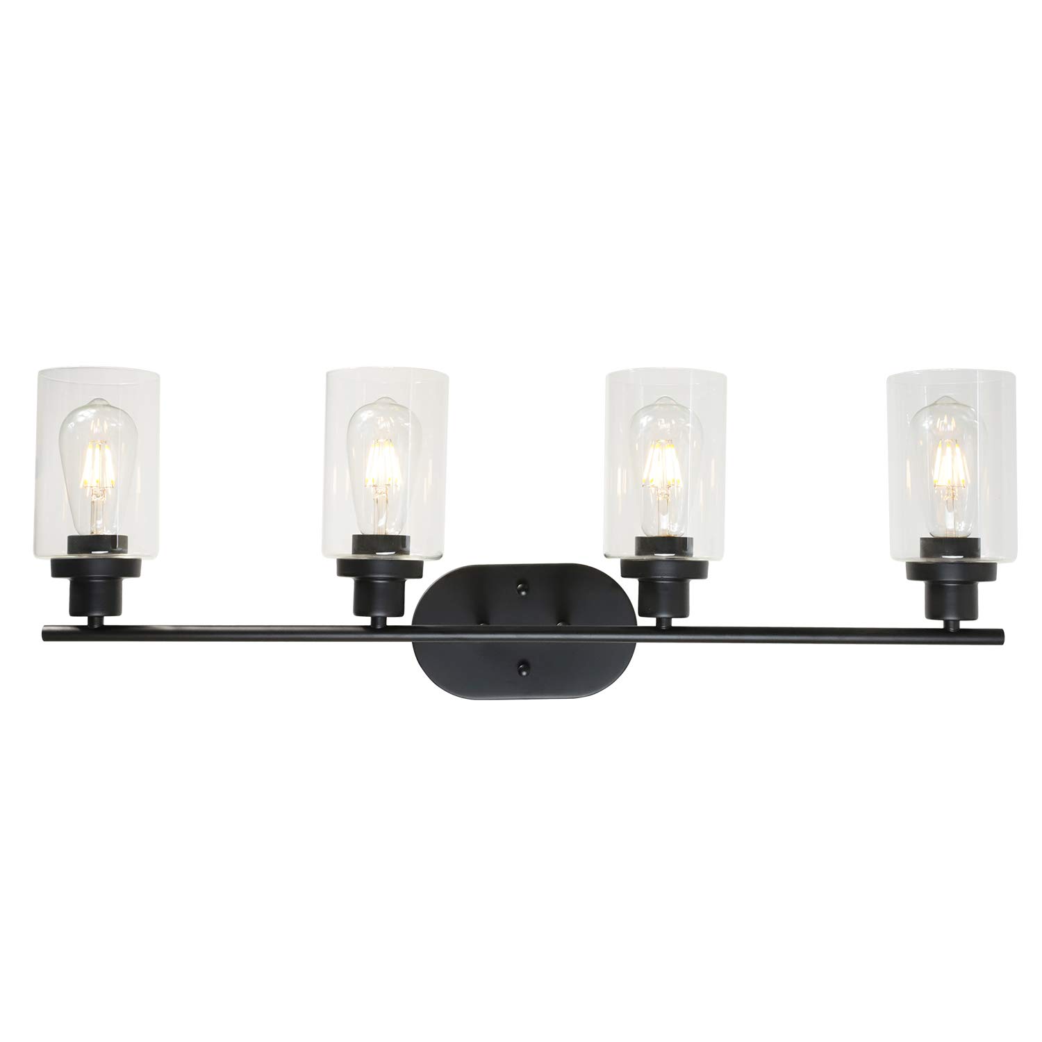 4-Light VINLUZ Vanity Light Bathroom Wall Sconce Fixture with Clear Glass Shade - Perfect for Bathroom, Dressing Room & Bedroom Lighting
