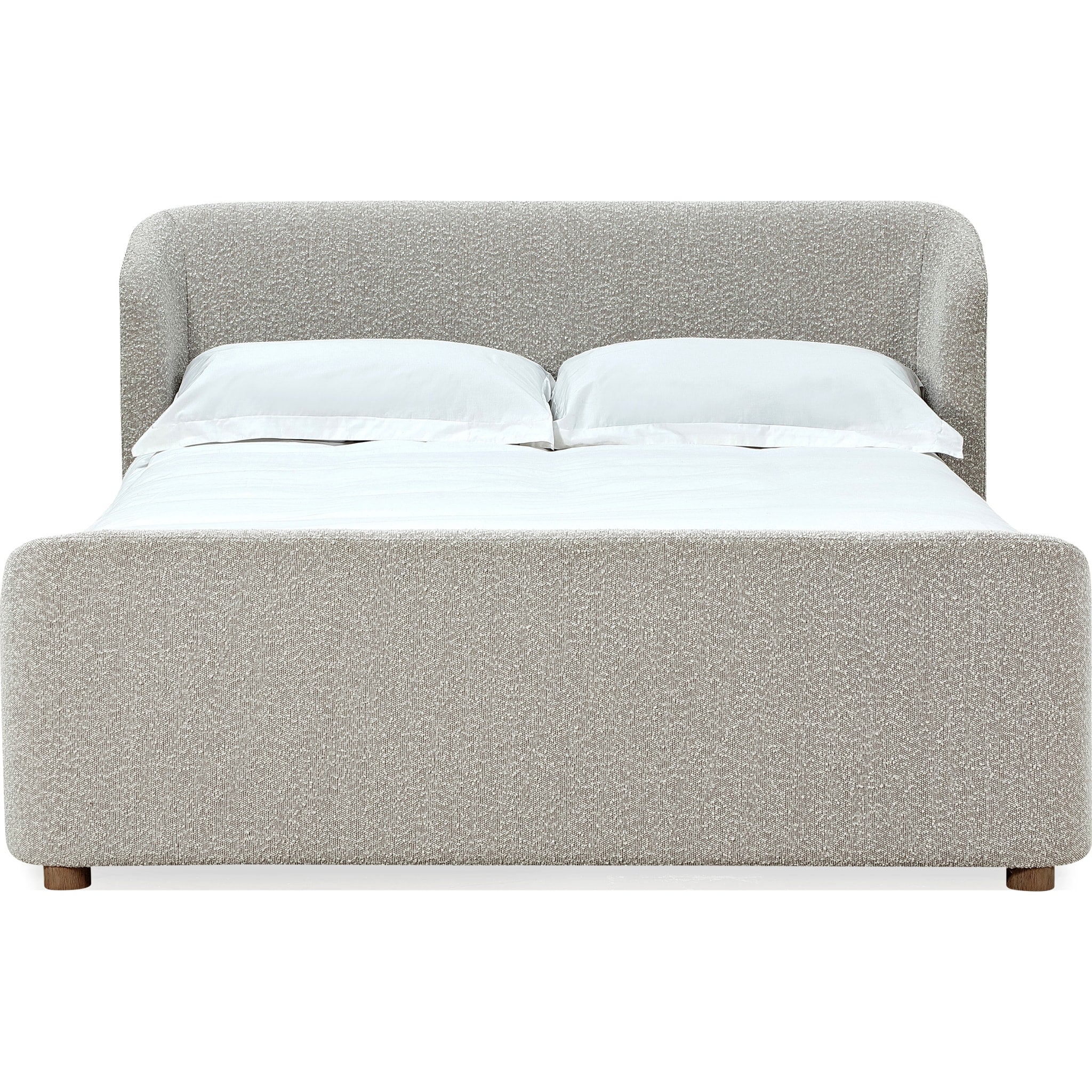 Kiki Upholstered Platform Bed Frame - Queen Size Cotton Boucle Fabric Bed with Wooden Slats Support | Modern Bedroom Furniture for Small Spaces & Guest Rooms