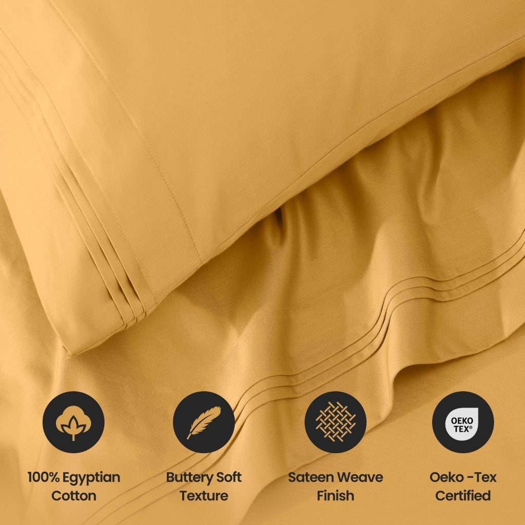 Premium 1000 Thread Count Egyptian Cotton Sheet Set - Eco-Friendly, Breathable & Hypoallergenic - Perfect for Luxury Bedding & Hot Sleepers