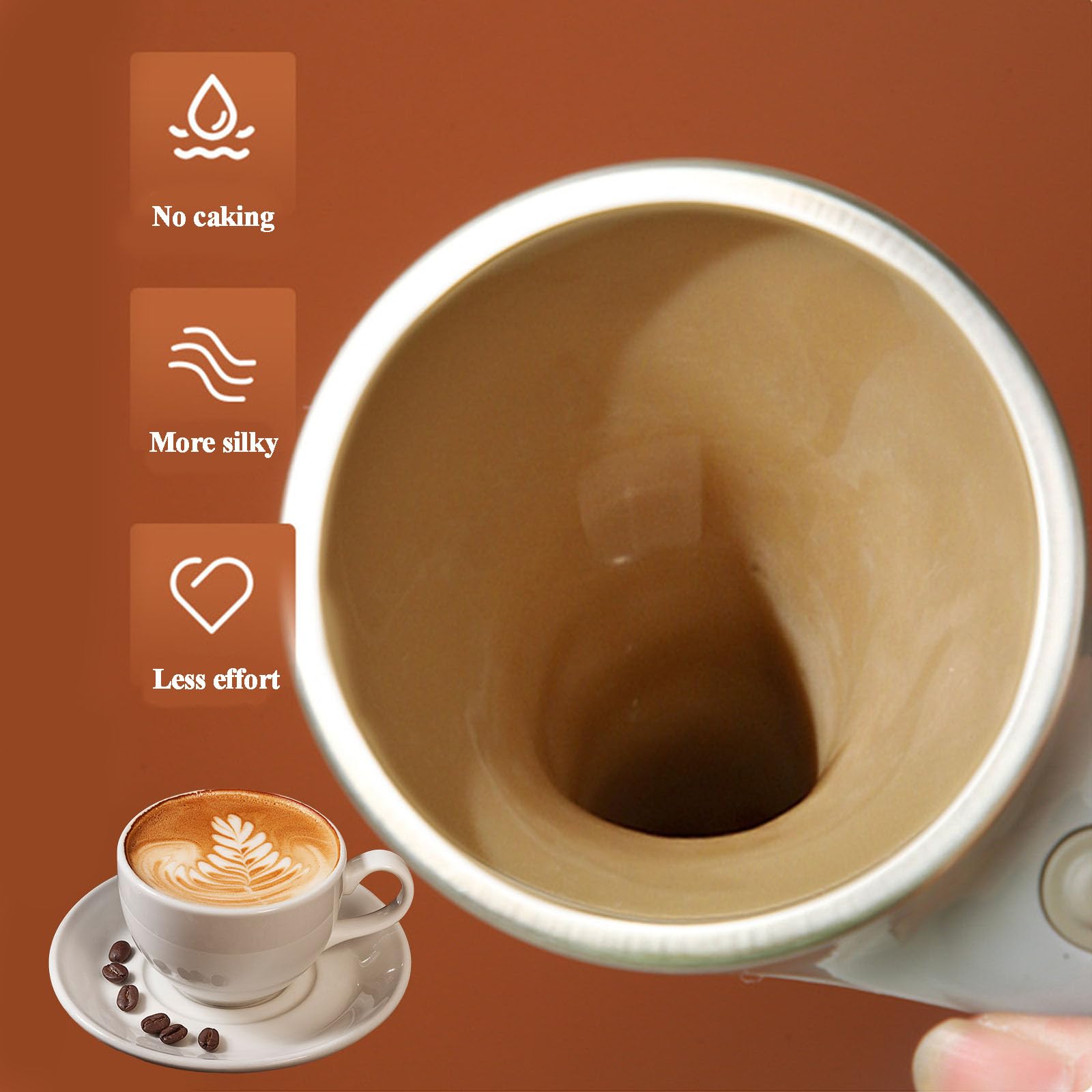 Ivyever Self Stirring Coffee Mug with Battery - Automatic Stirring Travel Mug for Office, Home & Commuting - White (Battery Operated) - Perfect for Coffee, Tea & Hot Chocolate Lovers