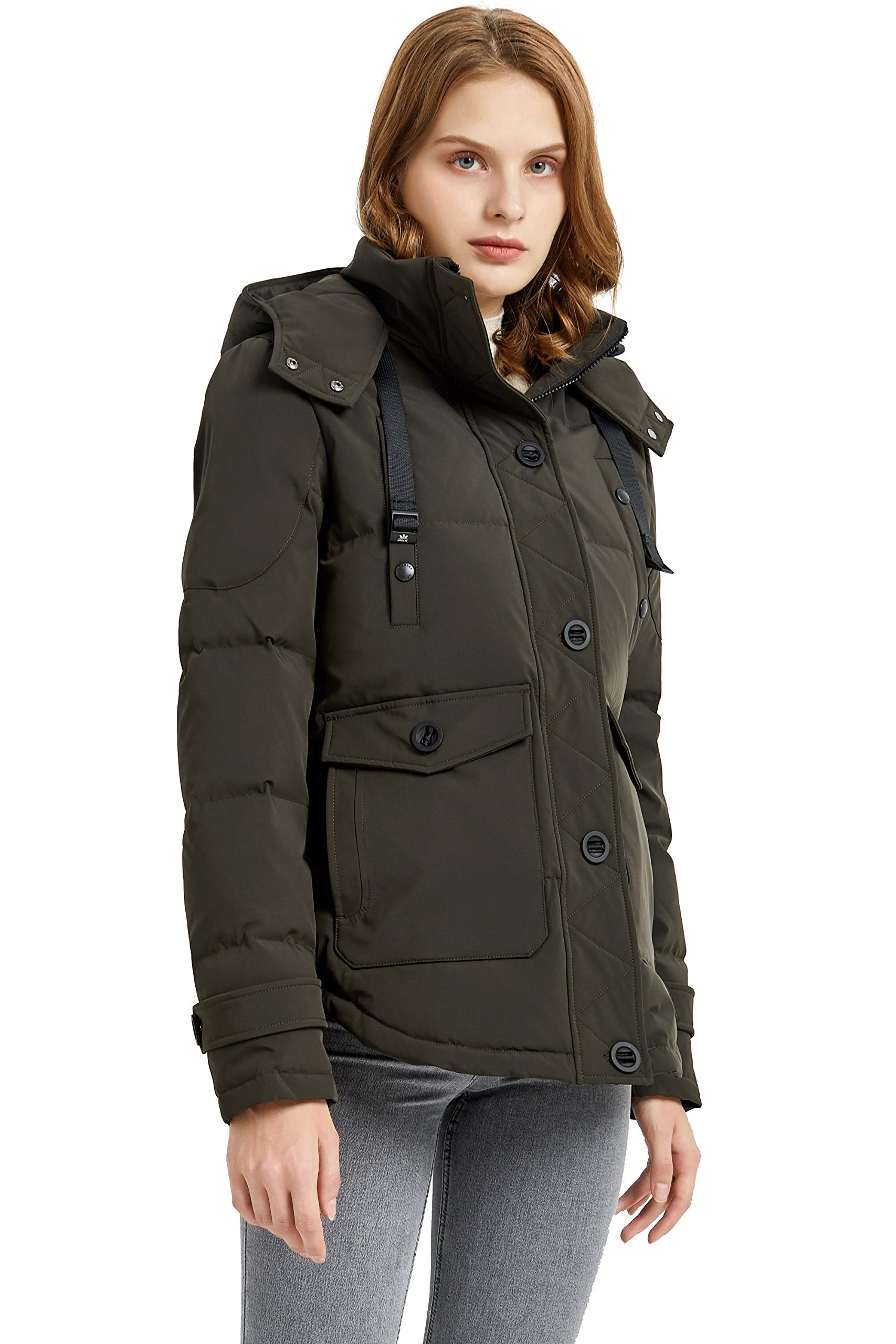 Orolay Women's Hooded Down Jacket - Winter Warm Puffer Coat with Pockets for Outdoor Activities, Travel & Daily Wear