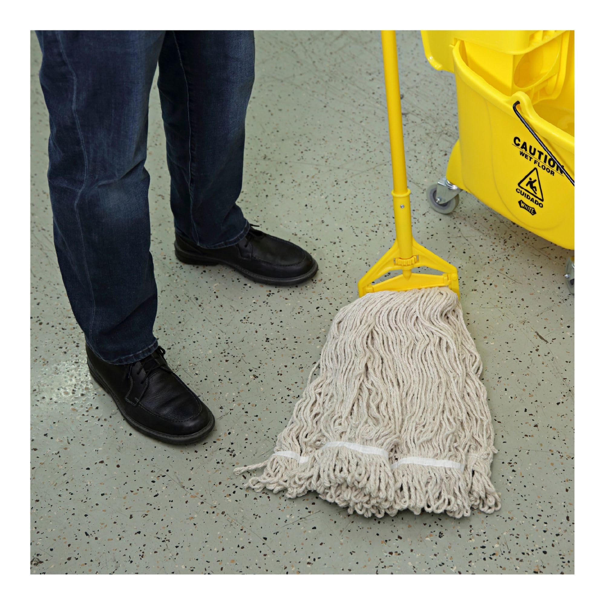 Premium Cotton Mop Head - 32-Oz Pro Loop Web/Tailband Replacement for Standard Mops - White - Ideal for Hardwood Floors, Tile & Commercial Cleaning