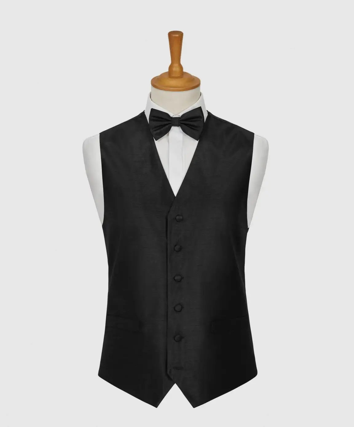 Elegant Black Shantung Waistcoat for Men - Formal Vest for Weddings, Business & Special Occasions