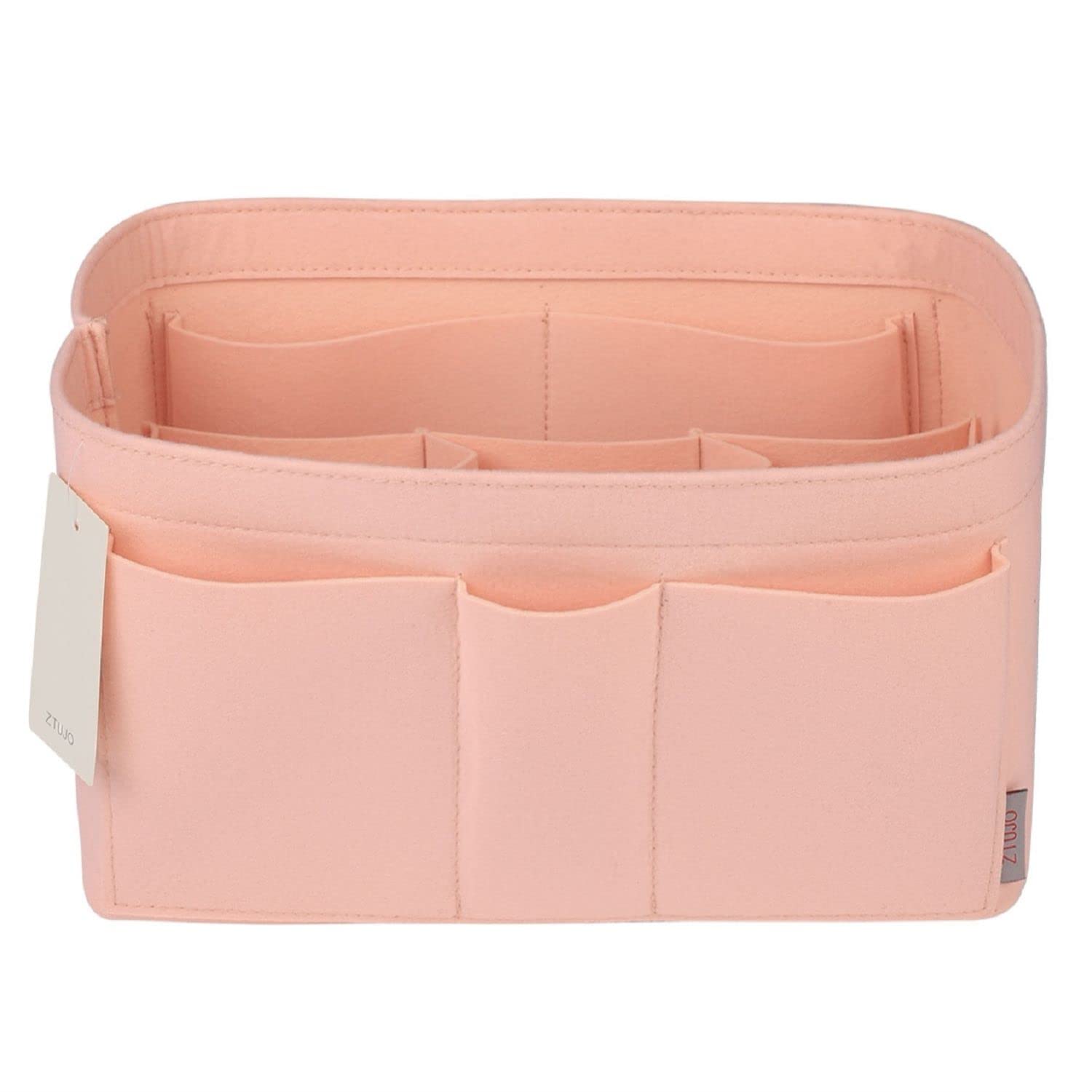 ZTUJO Felt Purse Organizer Insert for Handbags - 13 Colors & 6 Sizes (Slender Medium, Brush Pink) - Perfect for Tote Bags, Travel & Everyday Organization