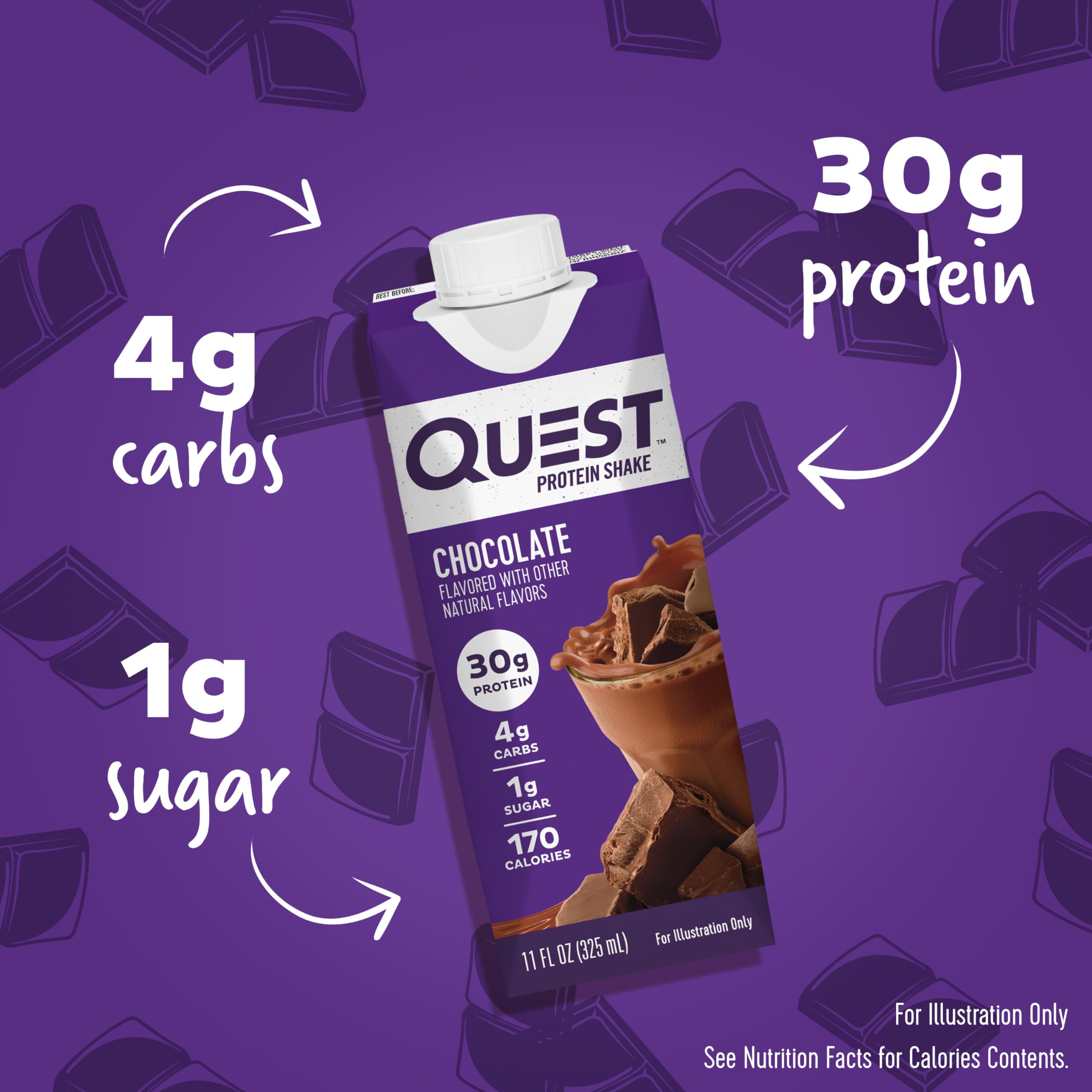 Quest Nutrition Ready To Drink Chocolate Protein Shake - 30g Protein, 4g Net Carbs, Gluten Free, Keto Friendly, 11 fl oz (Pack of 12) - Perfect for Post-Workout Recovery, Meal Replacement & On-The-Go Nutrition