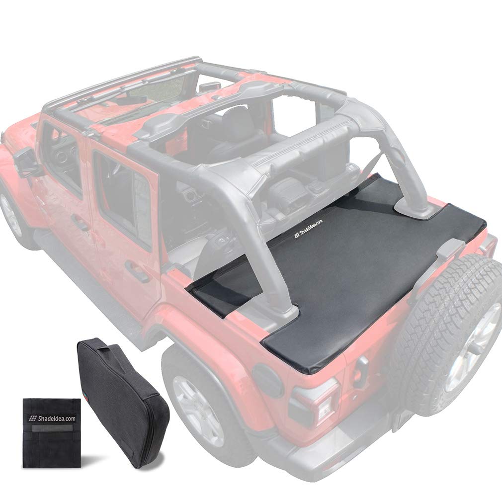 Shadeidea Black Vinyl Tonneau Cover for Jeep Wrangler JLU (2018-2024) | 4-Door Rear Trunk Cargo Cover | Tailgate Protection | 3-Year Warranty | Perfect for Off-Roading & Outdoor Adventures