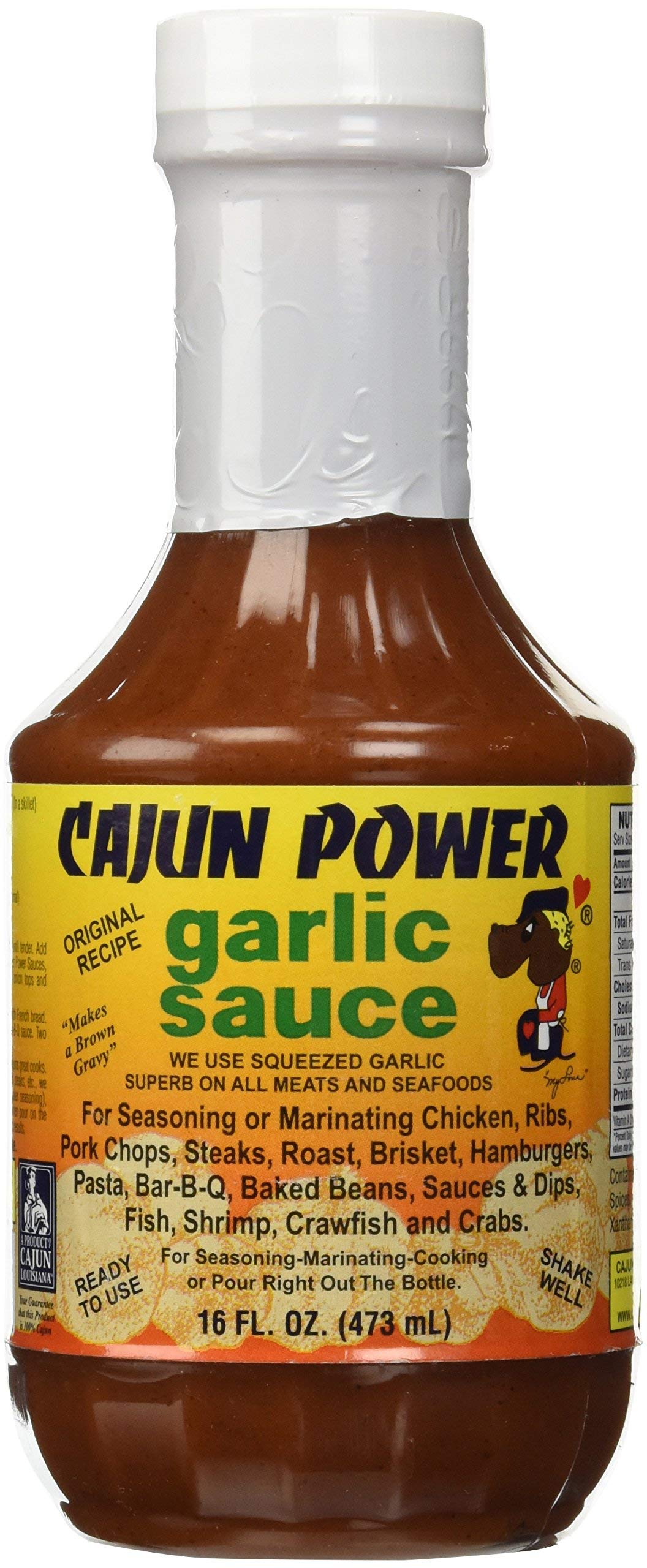 Cajun Power Garlic Sauce Original Recipe - 16 Oz (Pack of 5) | Authentic Louisiana Flavor | Perfect for Seafood, Pasta & Grilling | Gluten-Free & Vegan Friendly