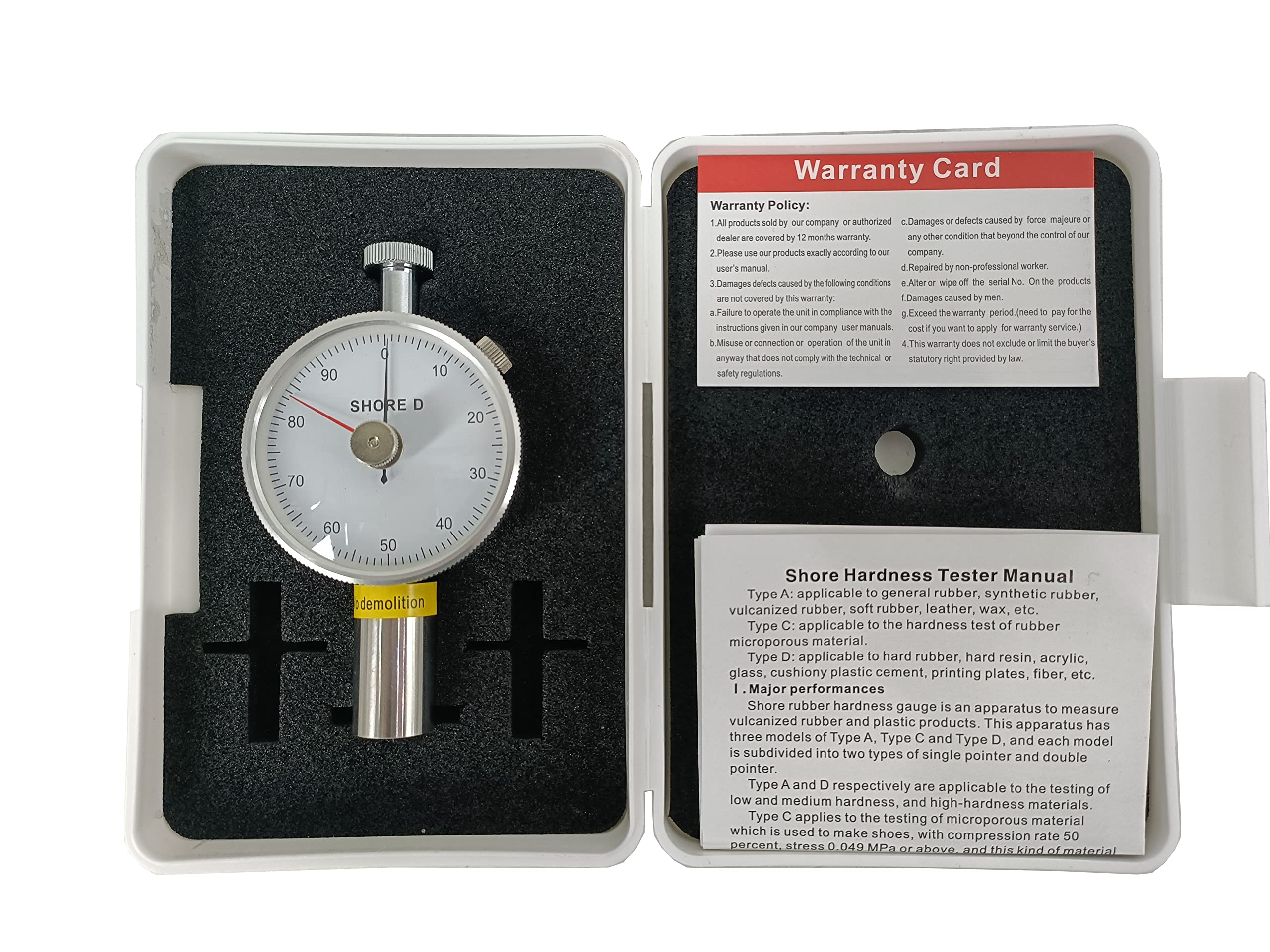Professional Shore D Hardness Tester Meter - Digital Durometer 0-100HD with Dual Needle for Rubber, Plastic & Foam - Ideal for Quality Control in Manufacturing & Material Testing Labs