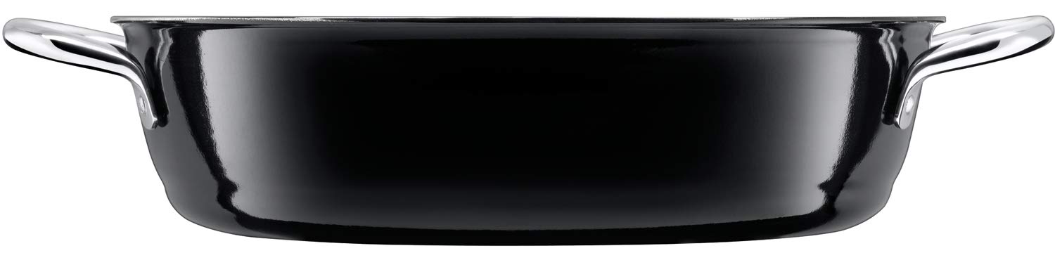 Premium Silit Uncoated Roasting Pan 28cm Black - Professional German-Made Stainless Steel with Silargan® Ceramic, Induction Hob Compatible, Dishwasher Safe - Perfect for Roasting Turkey, Chicken, and Vegetables in Oven or Stovetop