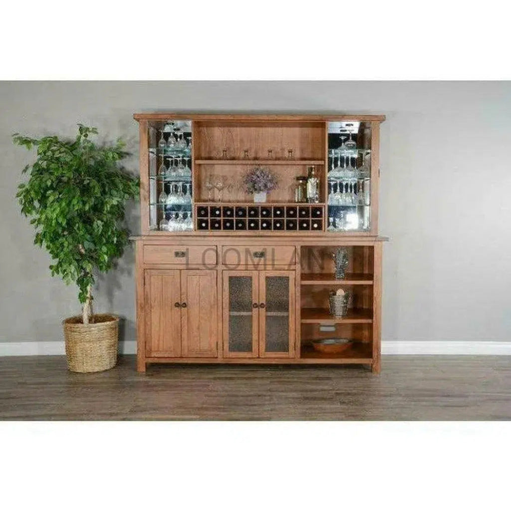 80x80 Buffet Table with Built-in Wine Rack - Stylish Dining Room Storage Cabinet for Wine Glasses, Dinnerware & Entertaining Essentials | Perfect for Dining Room, Kitchen, Bar or Party Hosting