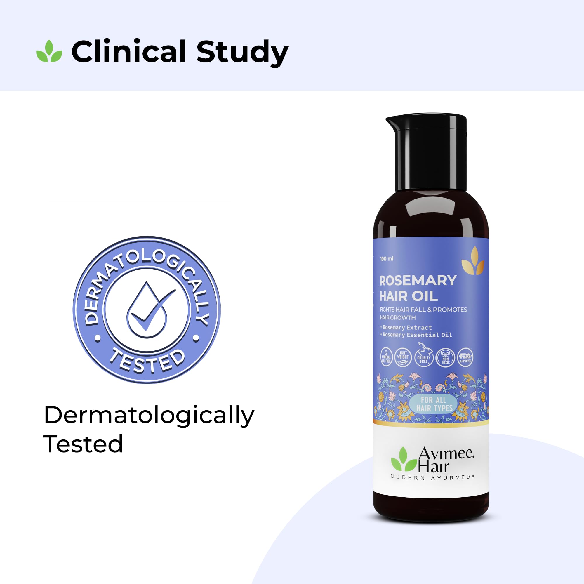 Avimee Herbal Rosemary Hair Oil for Hair Growth & Scalp Care | 100% Pure Natural Treatment for Hair Loss, Dandruff & Thinning Hair | Mineral Oil Free | 100ml | Perfect for Daily Hair Care Routine & Scalp Massage