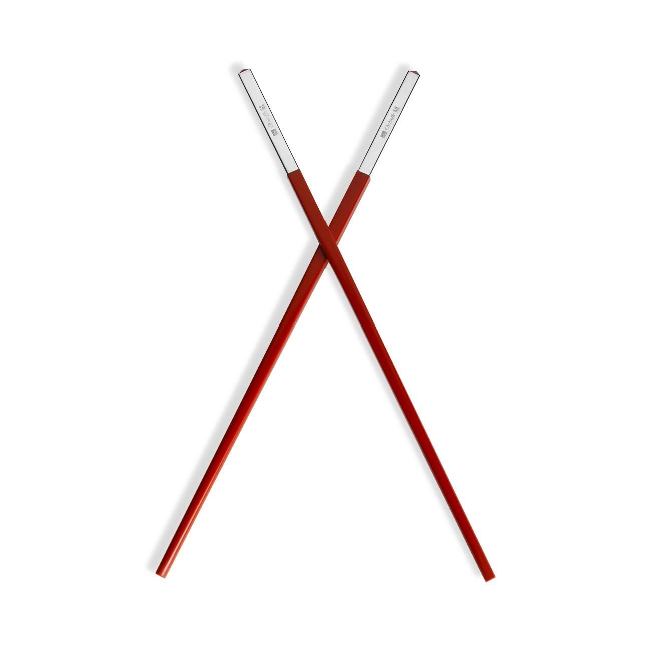 Christofle Silver Plated Red Chinese Chopsticks Set - Elegant Asian Dining Utensils for Sushi, Noodles & Home Decor
