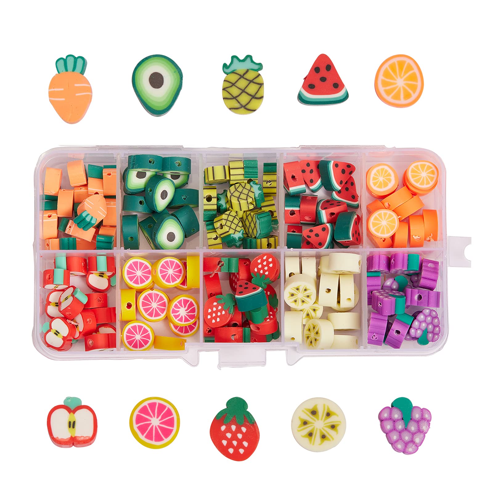 KitBeads 150pcs Colorful Polymer Clay Fruit Beads - Strawberry, Banana, Orange Spacer Beads for DIY Jewelry Making | Perfect for Necklaces, Bracelets, Earrings & Craft Projects
