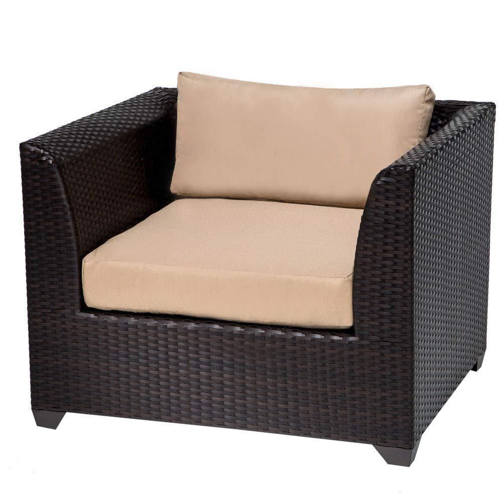 TK Classics BARBADOS 6-Piece Outdoor Wicker Patio Furniture Set in Navy Blue - All-Weather Rattan Sofa Set with Coffee Table for Garden, Poolside & Backyard Relaxation