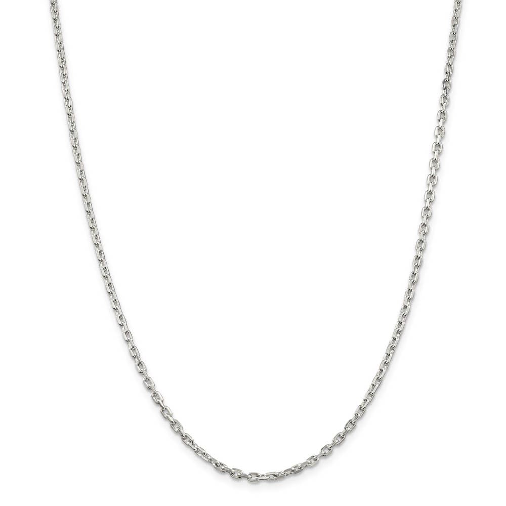 2.75mm Sterling Silver Solid Beveled Oval Cable Chain Necklace for Women - Dainty & Elegant Jewelry Gift for Her - Perfect for Everyday Wear, Layering & Special Occasions