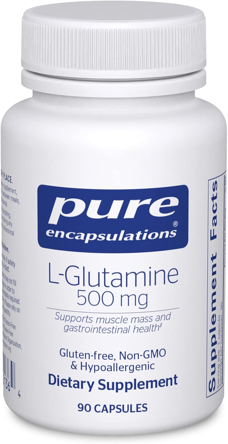 Pure Encapsulations L-Glutamine 500mg Supplement Powder - Supports Muscle Recovery, Gut Health & Immune System - Ideal for Athletes, Fitness Enthusiasts & Digestive Wellness