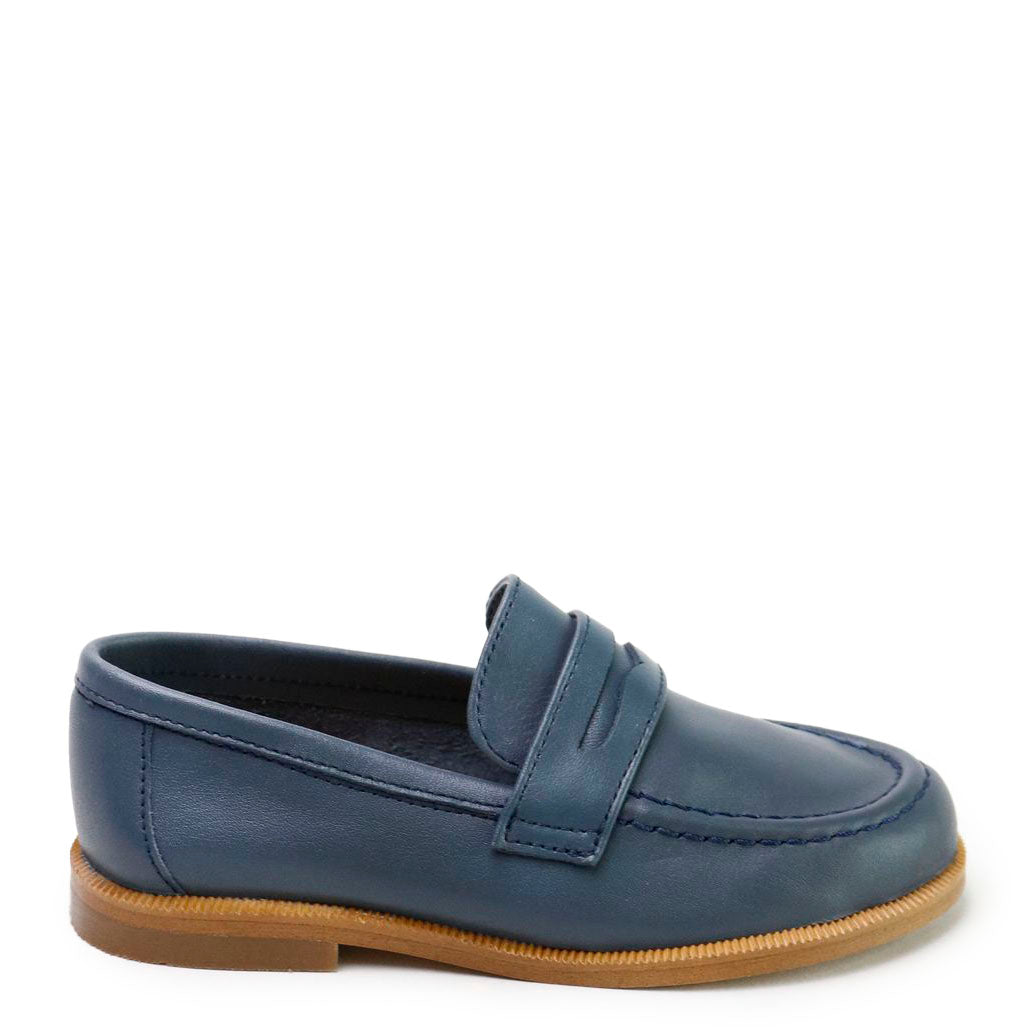 Premium Navy Leather Penny Loafers for Men - Classic Slip-On Dress Shoes for Business, Office & Casual Wear