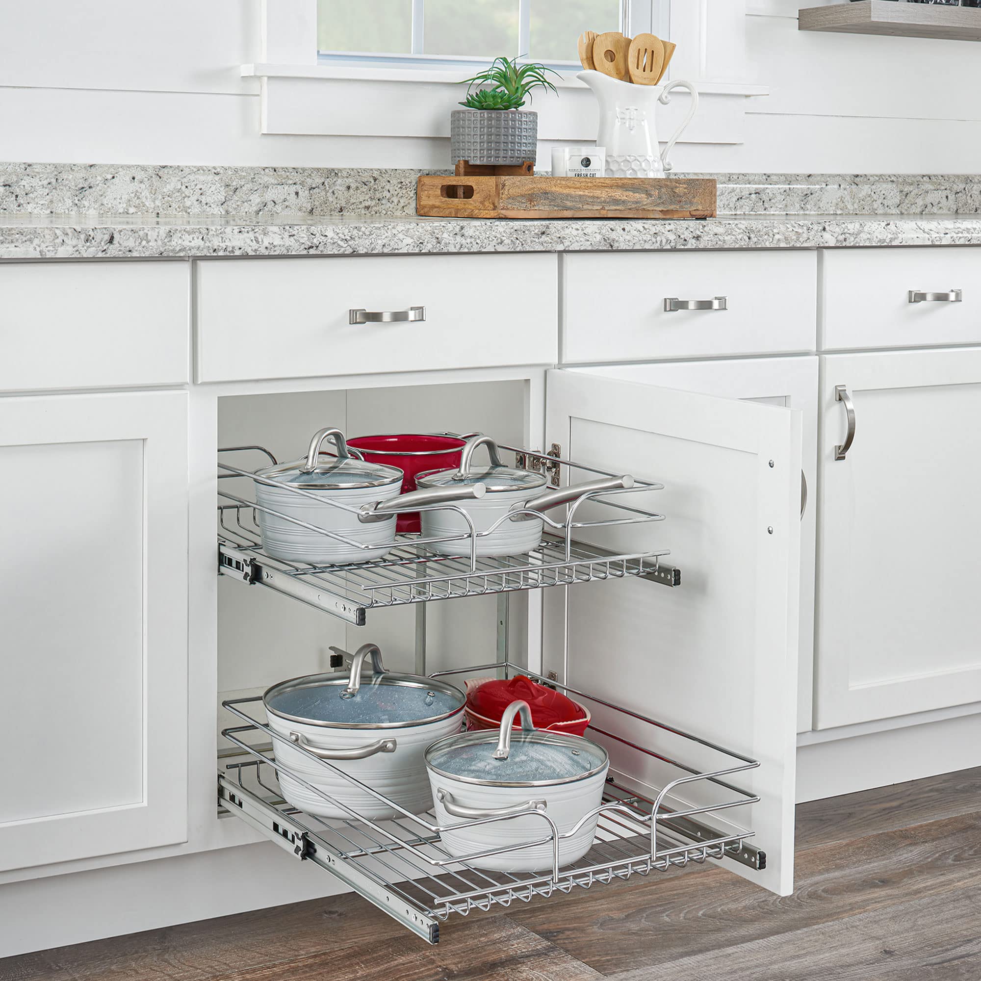 Rev-A-Shelf 2-Tier Pull-Out Cabinet Organizer - 21 x 22 Inch Kitchen Drawer Shelf with Slide-Out Pantry Storage Baskets (Multiple Sizes Available) - Perfect for Spice Racks, Pantry Organization & Under-Sink Storage - Model 5WB2-2122CR-1