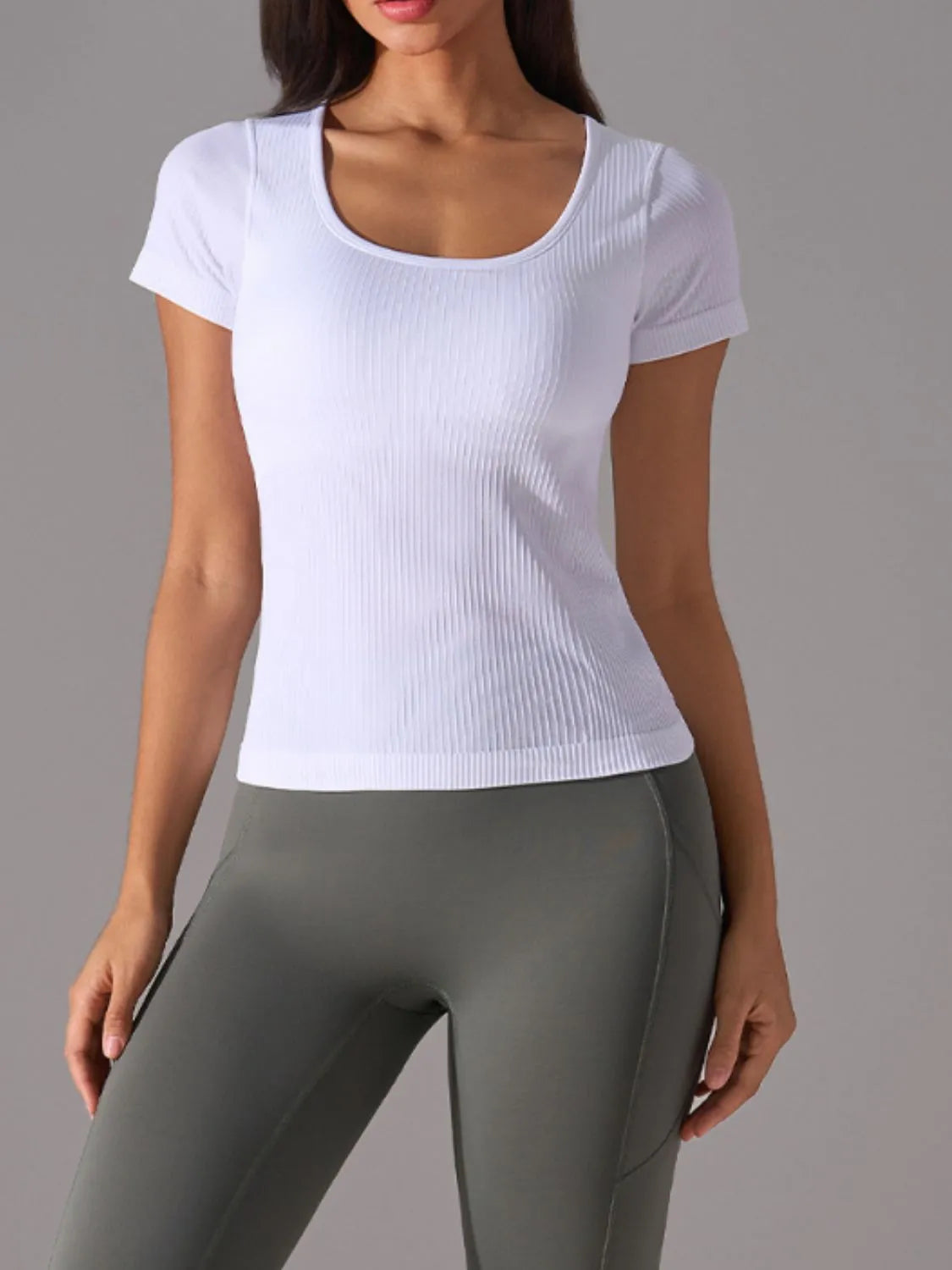Square Neck Workout T-Shirt with Removable Chest Pads - Perfect for Yoga, Gym & Running | Breathable Activewear Top for Women