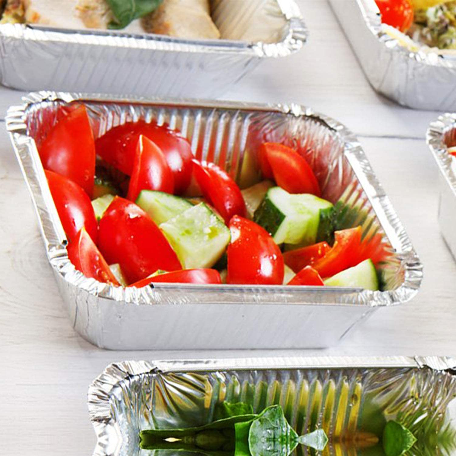 Tiger Chef Aluminum Foil Pans - 60 Pack 1 Lb Disposable Freezer & Oven Safe Containers with Board Lids for Baking, Cooking, Meal Prep, Food Storage & Freezing | Perfect for Takeout, Leftovers, Parties & Holiday Cooking