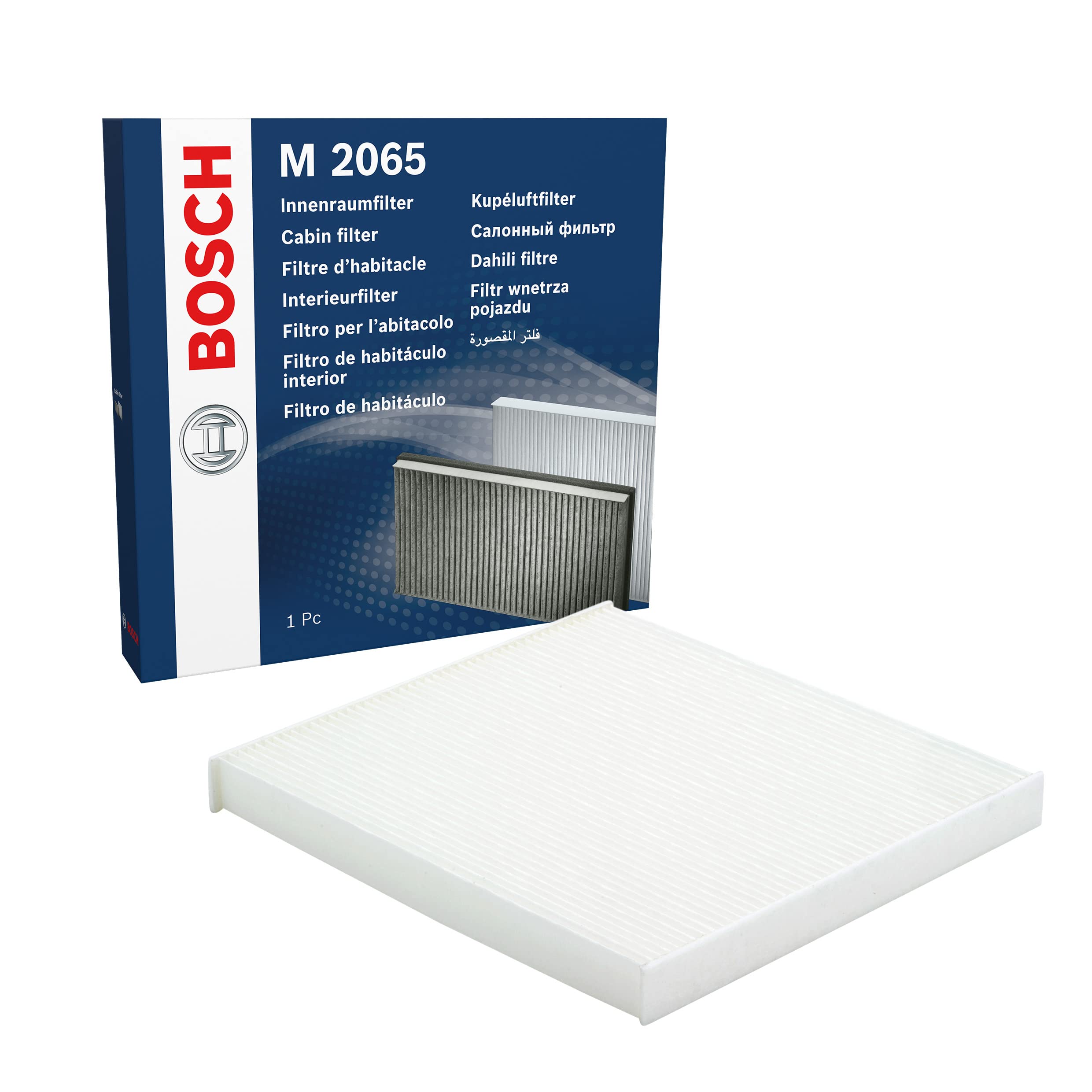 Bosch M2065 Standard Cabin Air Filter - Replacement for Car & Truck HVAC Systems - Improves Air Quality & Reduces Allergens - Perfect for Sedans, SUVs, and Pickup Trucks