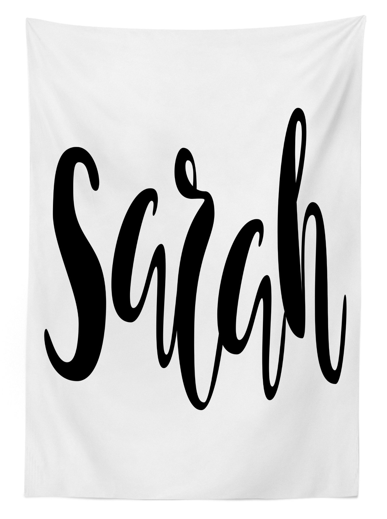 Ambesonne Sarah Outdoor Tablecloth - Monochrome Modern Calligraphy Hand-Drawn Signature Lettering, Washable Picnic Table Cover 58