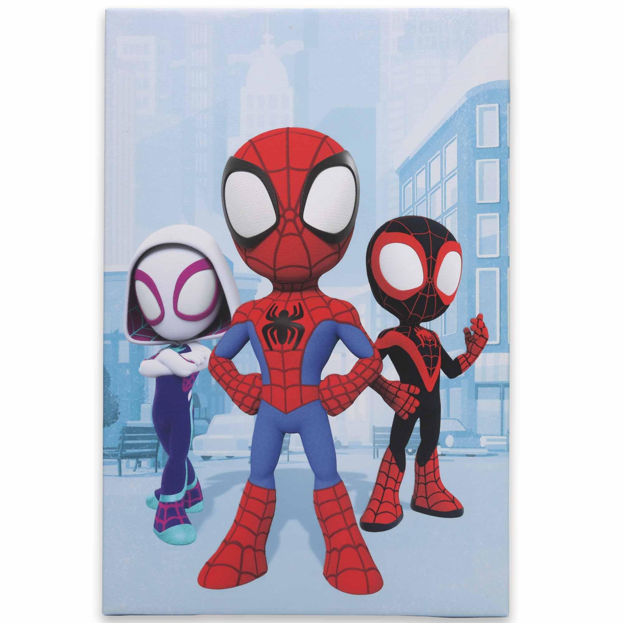 Marvel Spidey and His Amazing Friends Rooftop City Scene Gallery Wrapped Canvas Wall Art - Superhero Home Decor for Kids' Room, Playroom & Nursery