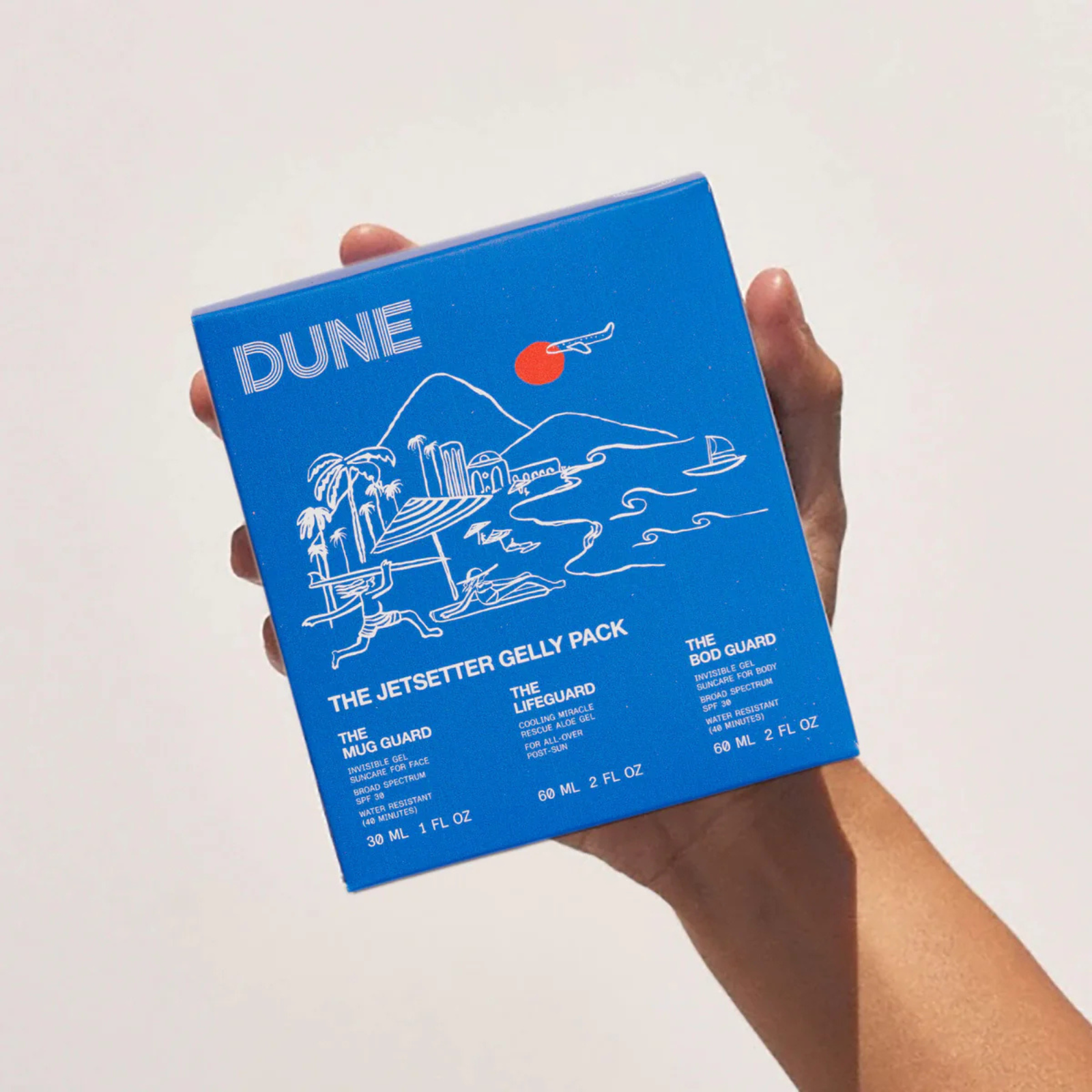 Dune Suncare The Jetsetter Gelly Pack Travel Sunscreen Minis - TSA Approved SPF 30 Sunscreen for Face & Body - Perfect for Beach, Vacation & Outdoor Activities