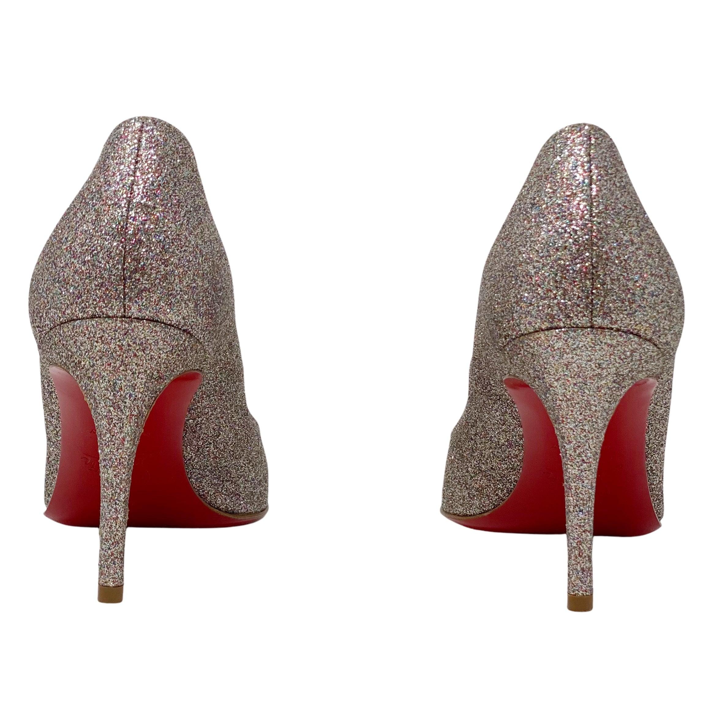 Christian Louboutin Glitter Mini Simple Pump 35 - Women's Sparkly High Heel Dress Shoes for Parties & Evening Events