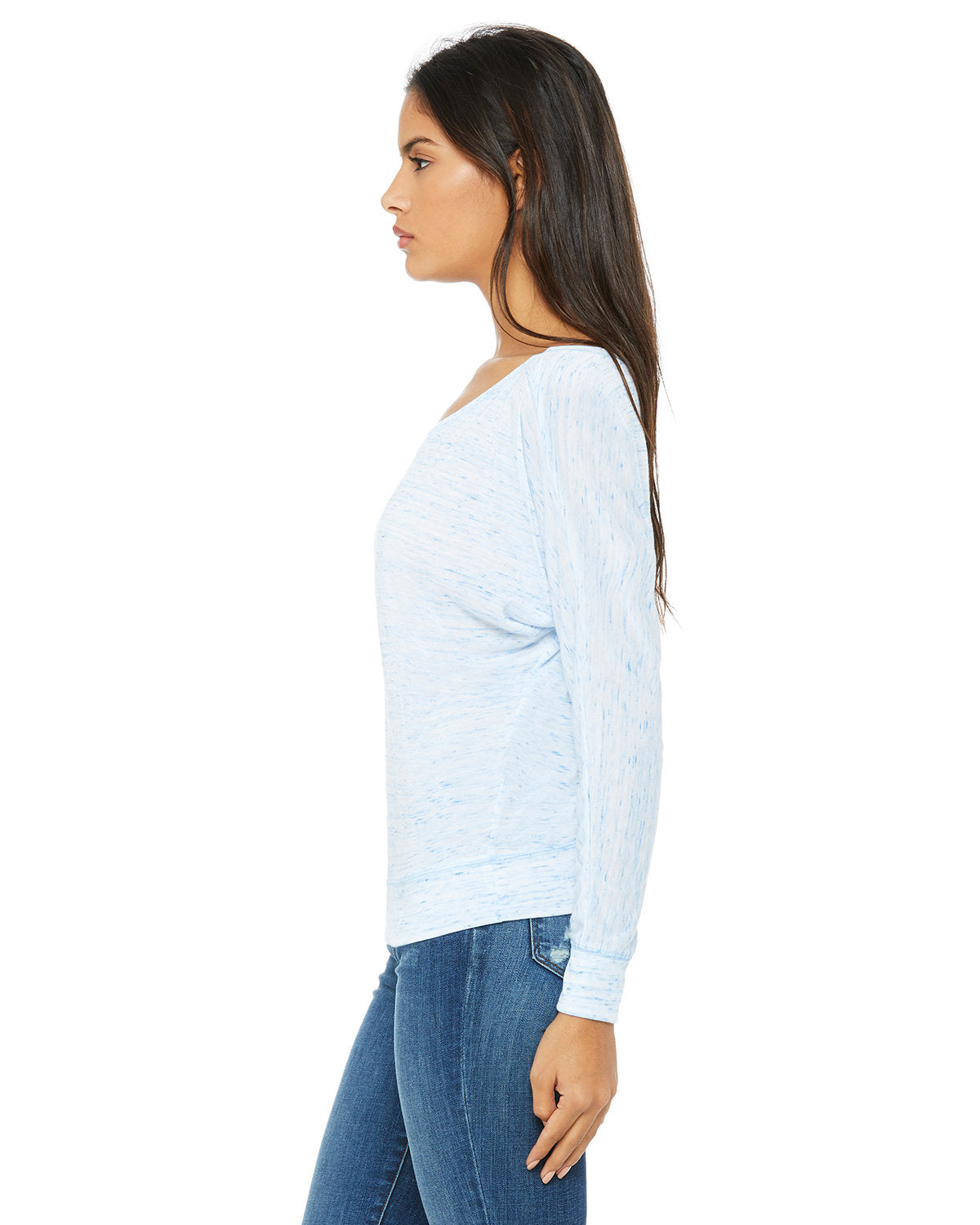 Bella + Canvas 8850 Women's Flowy Long Sleeve Off Shoulder T-Shirt - Soft & Comfortable Casual Top for Everyday Wear, Date Night, and Beach Outfits