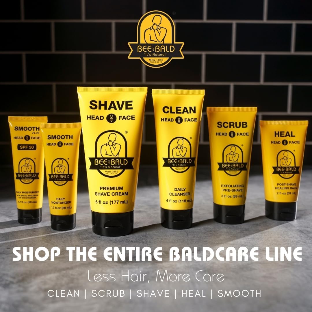 Bee Bald SMOOTH PLUS Head & Face Moisturizer with SPF 30 Sunscreen - Hydrating & Toning Lotion for Men - UVA/UVB Protection - 1.7 Fl Oz (Pack of 2) - Ideal for Daily Skincare & Post-Shave Routine