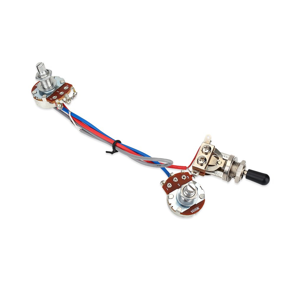 Premium Electric Guitar Wiring Harness Kit - 1 Volume, 1 Tone, 3-Way Toggle Switch with 500K Pots - Professional Upgrade for Les Paul, SG & Humbucker Guitars - Perfect for DIY Guitar Repair & Customization