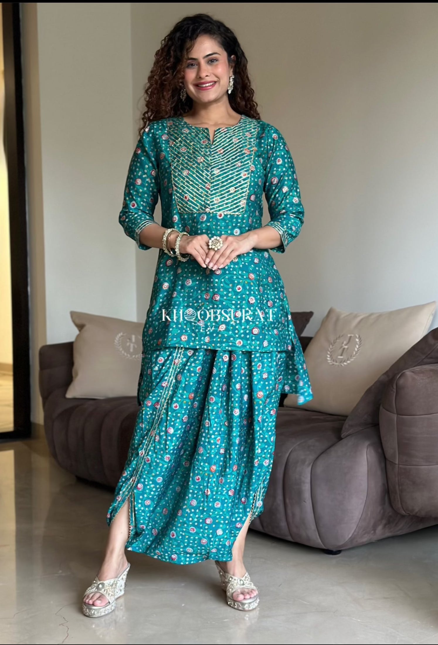 Stylish RiddhiSiddhi Green Festive Wear Coord Set for Women - Perfect for Diwali, Weddings & Special Occasions