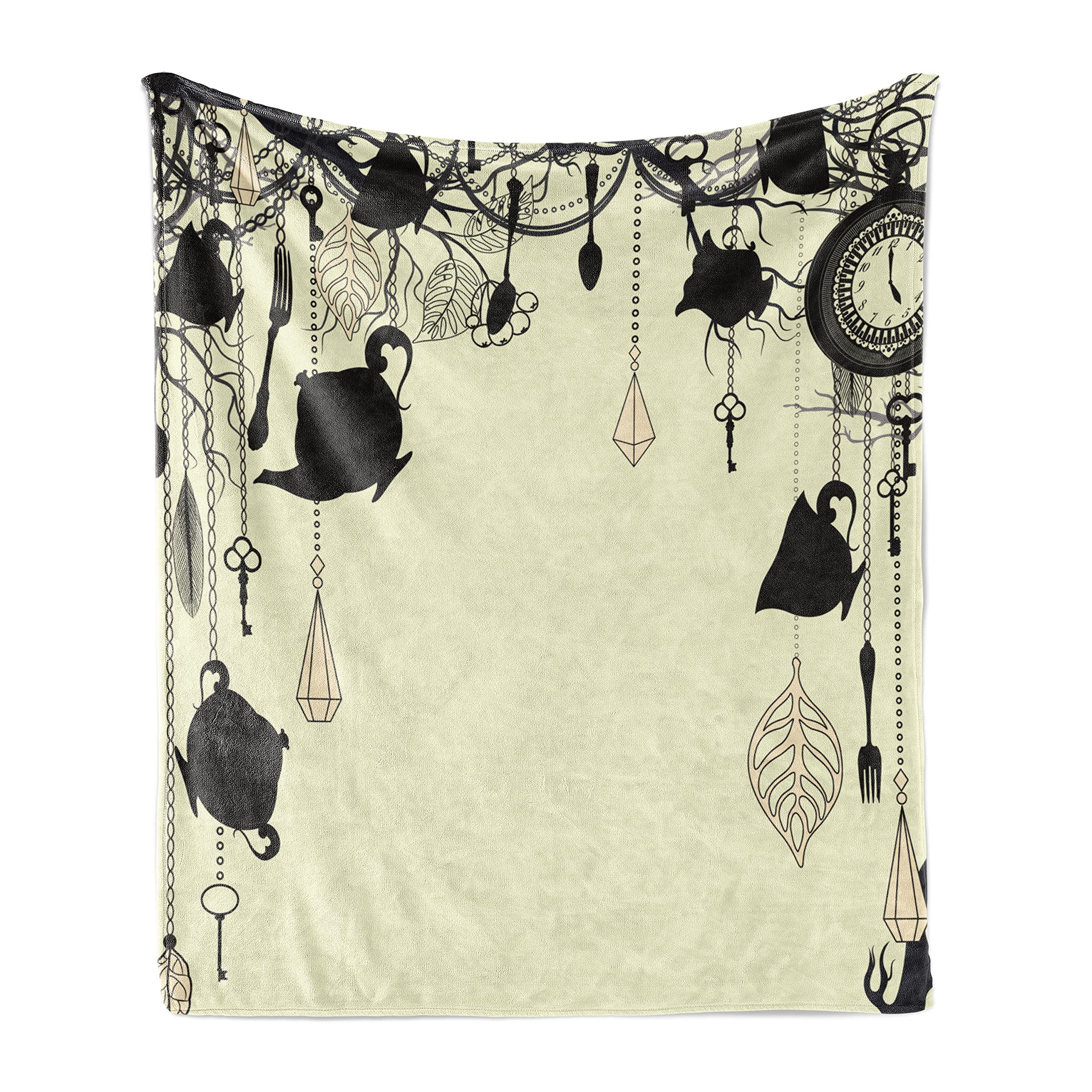 Ambesonne Vintage Tea Party Flannel Fleece Throw Blanket - 50
