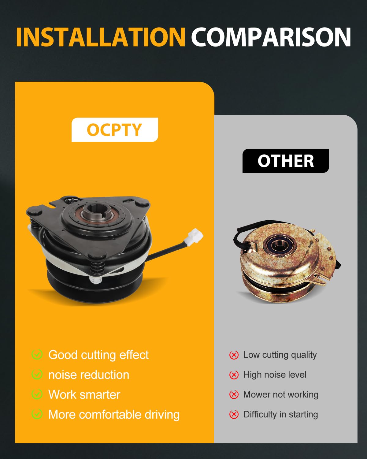 High-Quality OCPTY Electric PTO Clutch 180505 - Aftermarket Upgrade Replacement for Husqvarna 180505, 532180505, 583389701 & AYP 179333, 421612, X0519 - Perfect for Lawn Mowers, Tractors & Outdoor Power Equipment