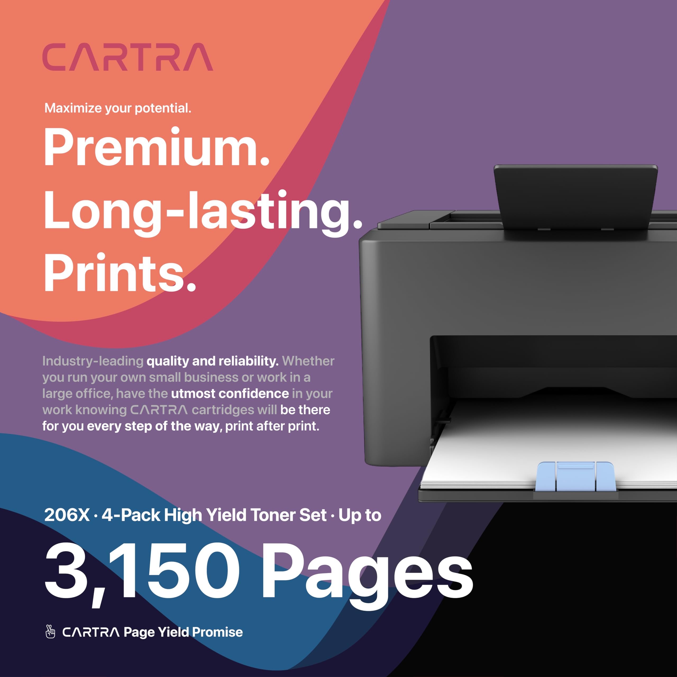 CARTRA 206X 4-Pack High-Yield Toner Cartridge Set for HP Color LaserJet Pro M283fdw/M283cdw/M283fdn/M255dw/M255nw/M282nw Printers - Compatible with 206A & W2110X - Ideal for Office, Home & Small Business Printing Needs