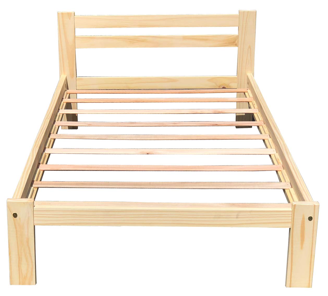 Solid Pine Wood Twin-XL Bed Frame with Hardwood Slats - Unfinished Natural Wood Single Bed for Kids, Boys & Girls Bedroom - DIY Ready to Stain or Paint - Durable Support for Home, Dorm, or Guest Room