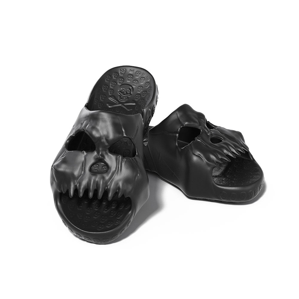 Skull Slides for Men & Women - Trendy Gothic Slippers for Casual Wear, Home, and Halloween Costumes