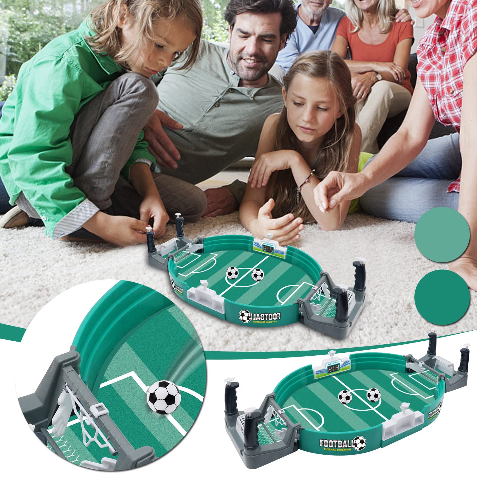 Mini Foosball Table Top Game - 2 Player Interactive Football Shooting Board Game | Portable Tabletop Soccer for Kids & Adults | Fun Family Game Night & Office Party Entertainment