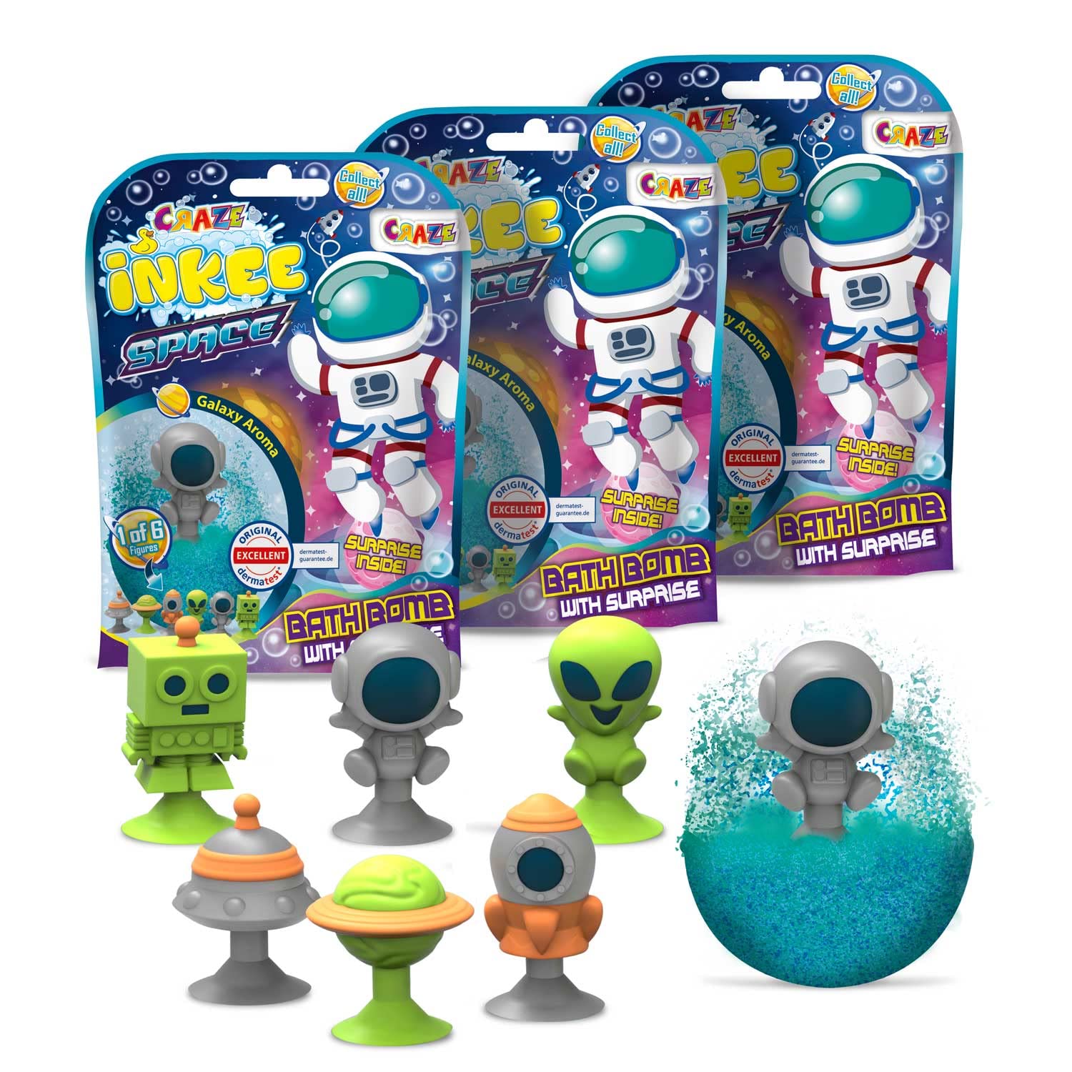 INKEE 3 Pack Bath Bombs for Kids - Fun Surprise Scented Bathtub & Pool Toys with Colorful Fizzing Effects - Perfect for Birthday Gifts, Sensory Play & Relaxing Bath Time